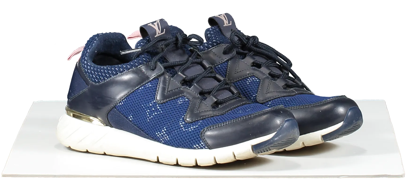 Louis Vuitton Blue Lv Logo Mesh Trainers UK 3 EU 36 