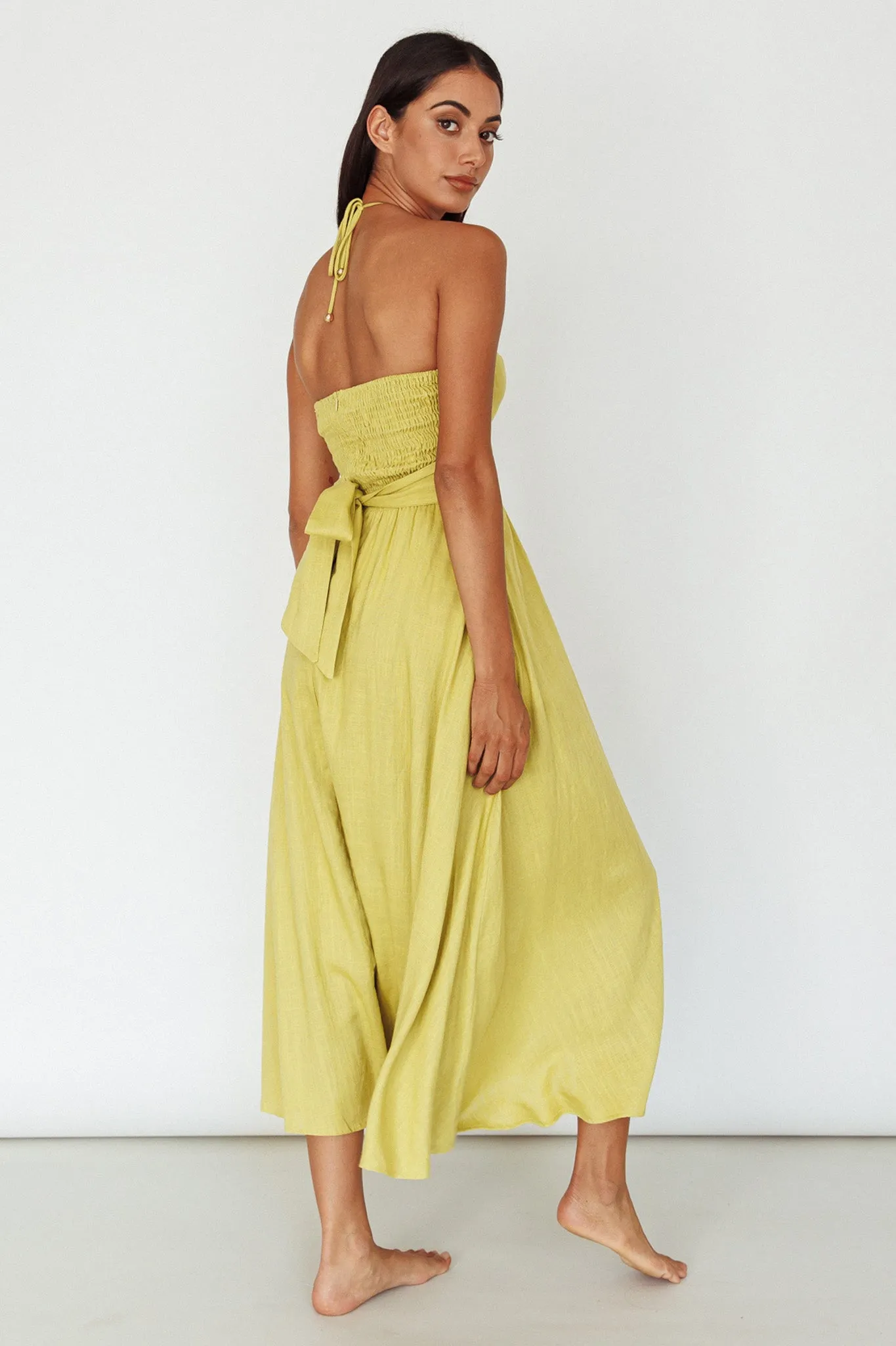 Maravilhosa Keyhole Halter Midi Dress Lime