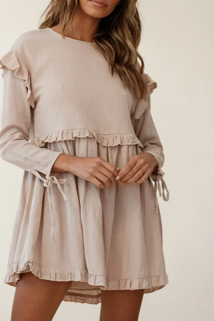 Marion Long Sleeve Shift Dress Mocha