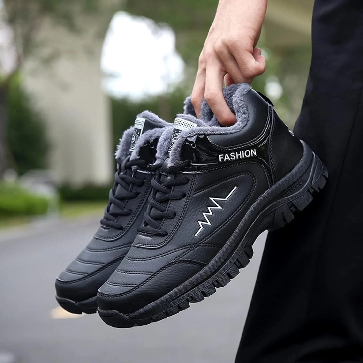 Men Work Boots Steel Toe Hiking Sneakers Fur Lined Ankle Boot Women Safety Toe Shoes Business Casual Lightweight Outdoor Botas Mid Ankle Work Casual Hike Grounded Footwear