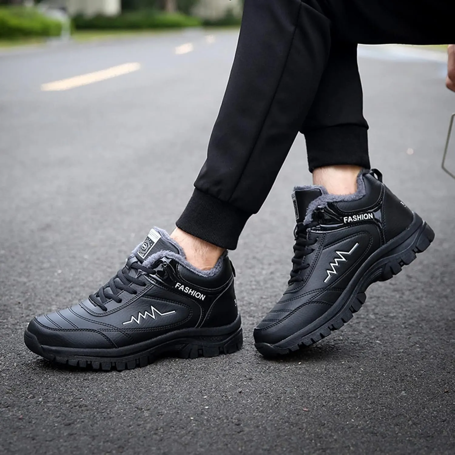 Men Work Boots Steel Toe Hiking Sneakers Fur Lined Ankle Boot Women Safety Toe Shoes Business Casual Lightweight Outdoor Botas Mid Ankle Work Casual Hike Grounded Footwear