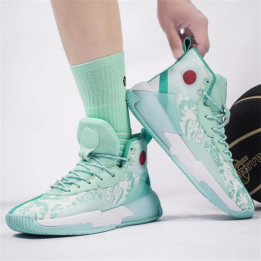 Men's Basketball Shoes Anti Slip Shock-Absorbing Breathable Practical Training Sports Boots(Green,9.5)