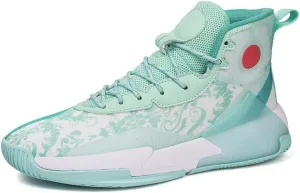 Men's Basketball Shoes Anti Slip Shock-Absorbing Breathable Practical Training Sports Boots(Green,9.5)