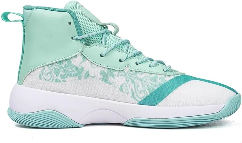 Men's Basketball Shoes Anti Slip Shock-Absorbing Breathable Practical Training Sports Boots(Green,9.5)