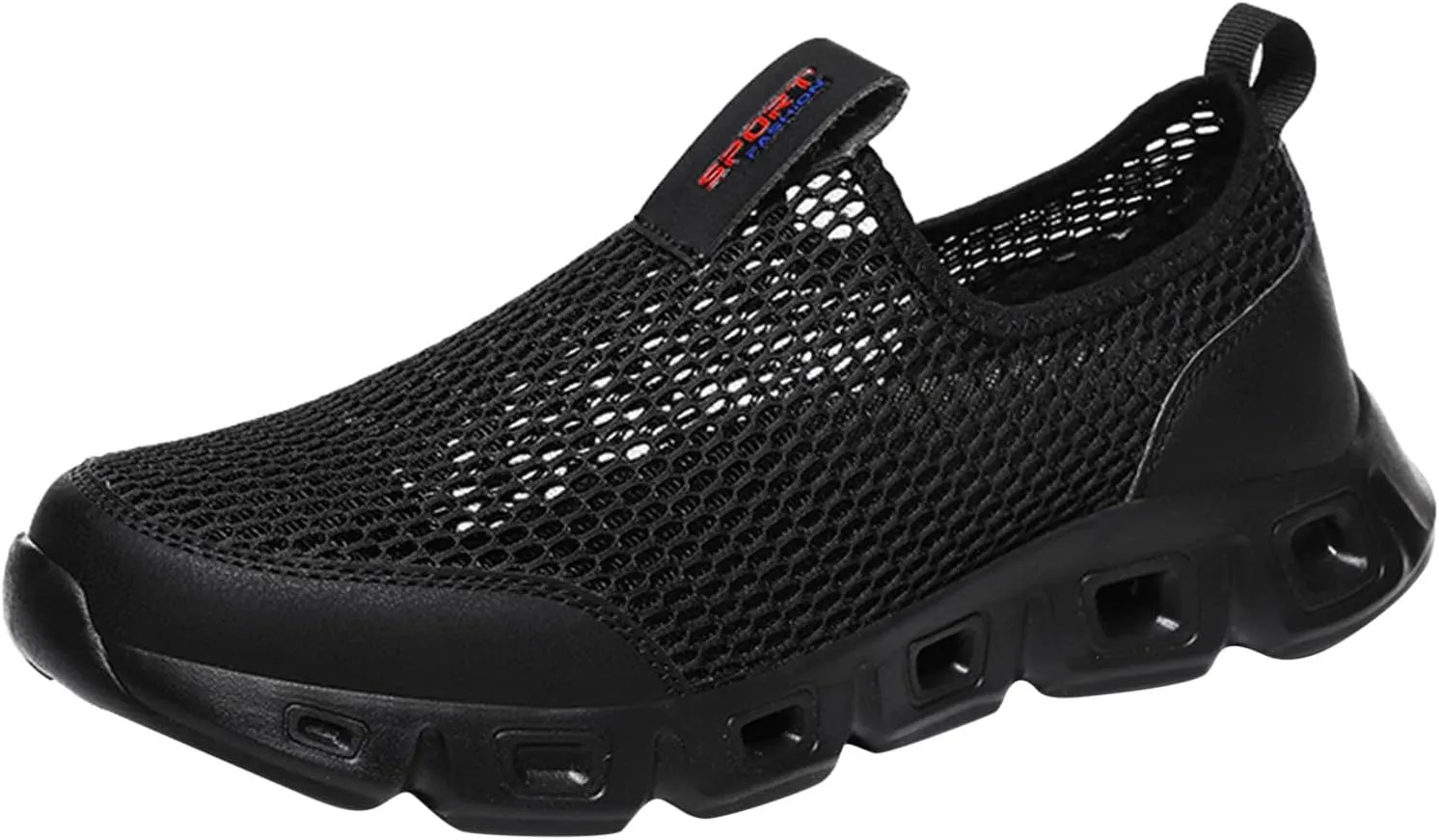 Men's Breathable Mesh Sports Shoes Convenient Slip On Hollow Sneakers Comfortable Walking Shoe Soft Elderly Shoes