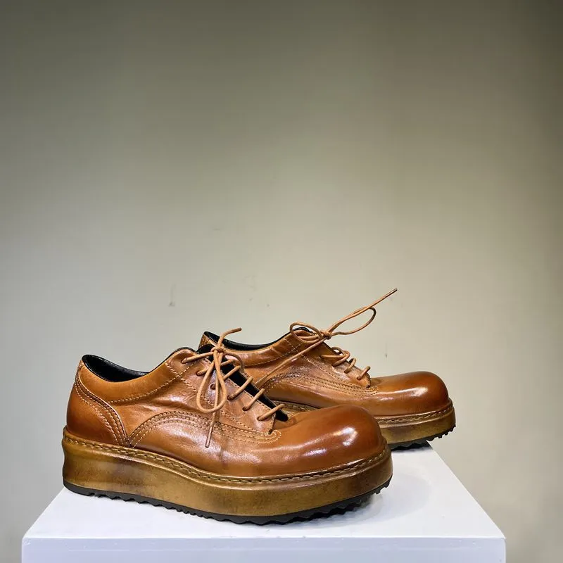 Men's Distressed Thick-soled Leather Shoes