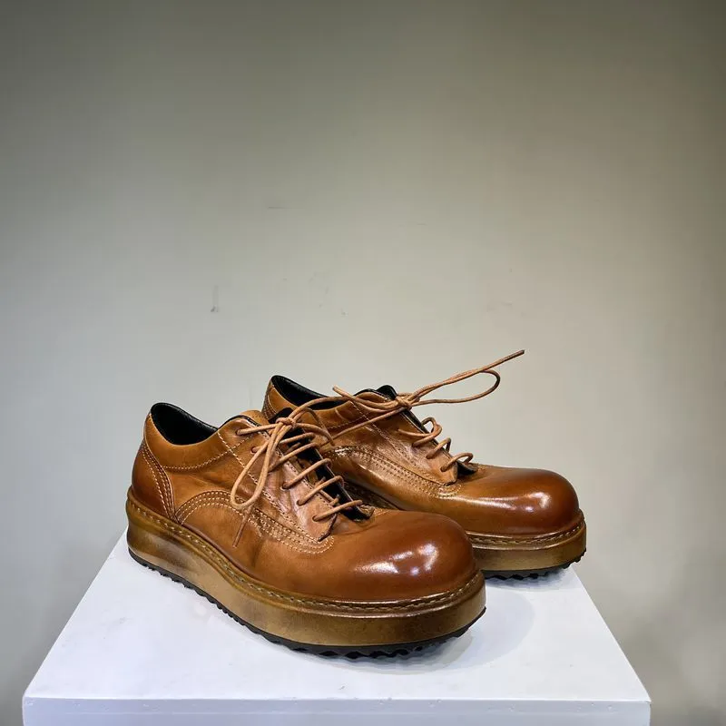 Men's Distressed Thick-soled Leather Shoes