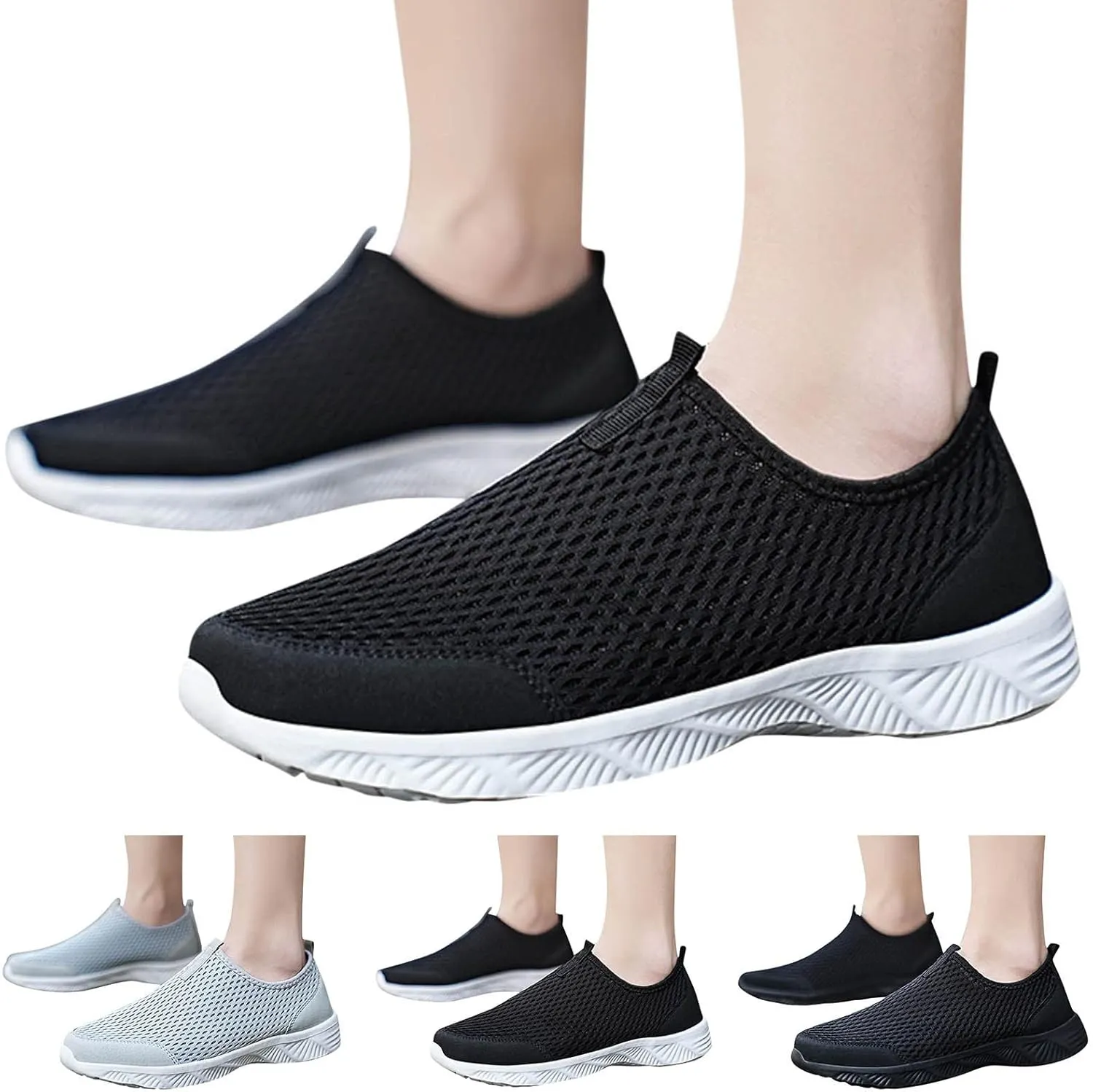 Men's Stylish Lightweight Sneakers Comfortable Lightweight Casual Walking Shoe Convenient Elderly Slip on Shoes