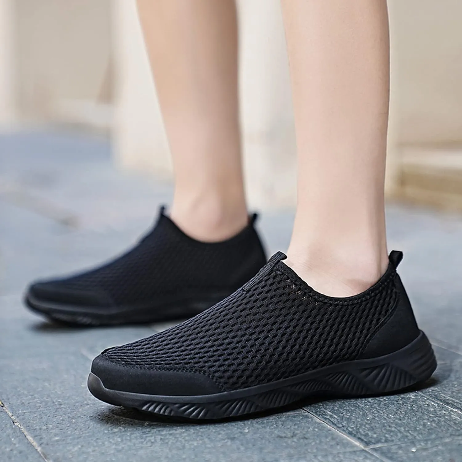 Men's Stylish Lightweight Sneakers Comfortable Lightweight Casual Walking Shoe Convenient Elderly Slip on Shoes