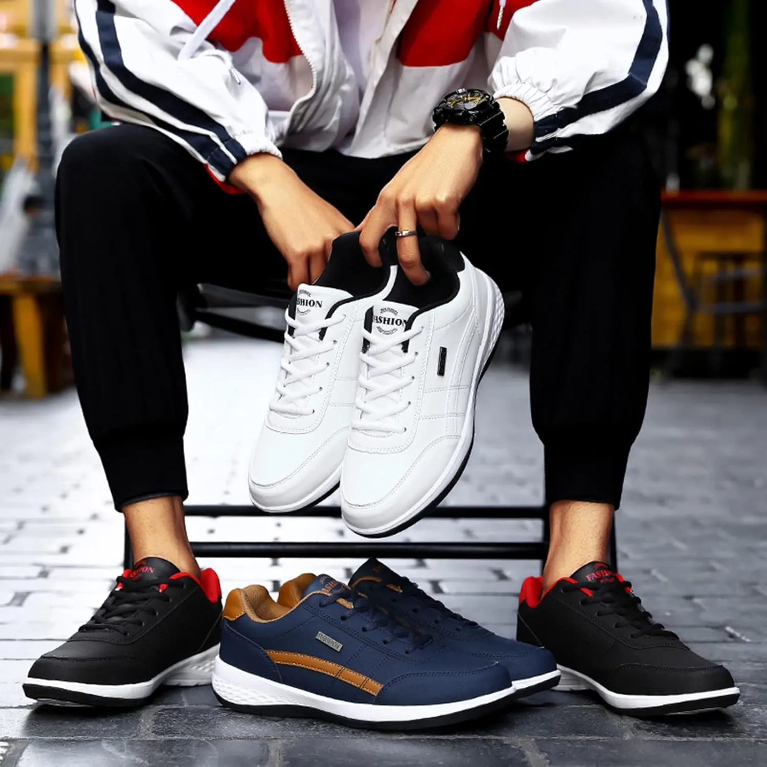 Men's Stylish Orthopedic Sneakers Lightweight Breathable Slip On Running Shoe Breathable Lace Up Shoes for Men