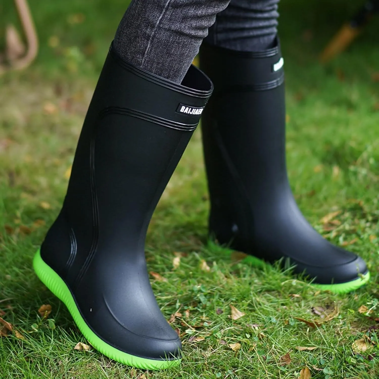 Men's Waterproof Knee Rain Boots Non Slip Strudy Rain Boots High-Performance Farming Shoes Durable Mud Working Shoes Comfortable Insole Garden Shoe Men Car Washing Shoe