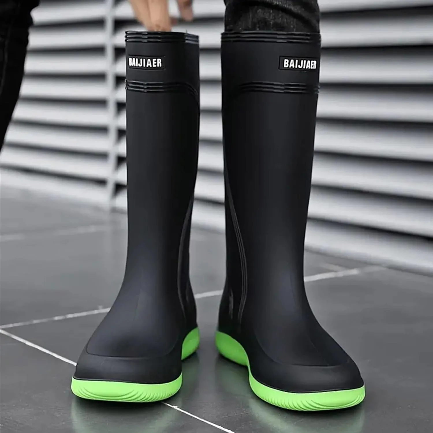 Men's Waterproof Knee Rain Boots Non Slip Strudy Rain Boots High-Performance Farming Shoes Durable Mud Working Shoes Comfortable Insole Garden Shoe Men Car Washing Shoe