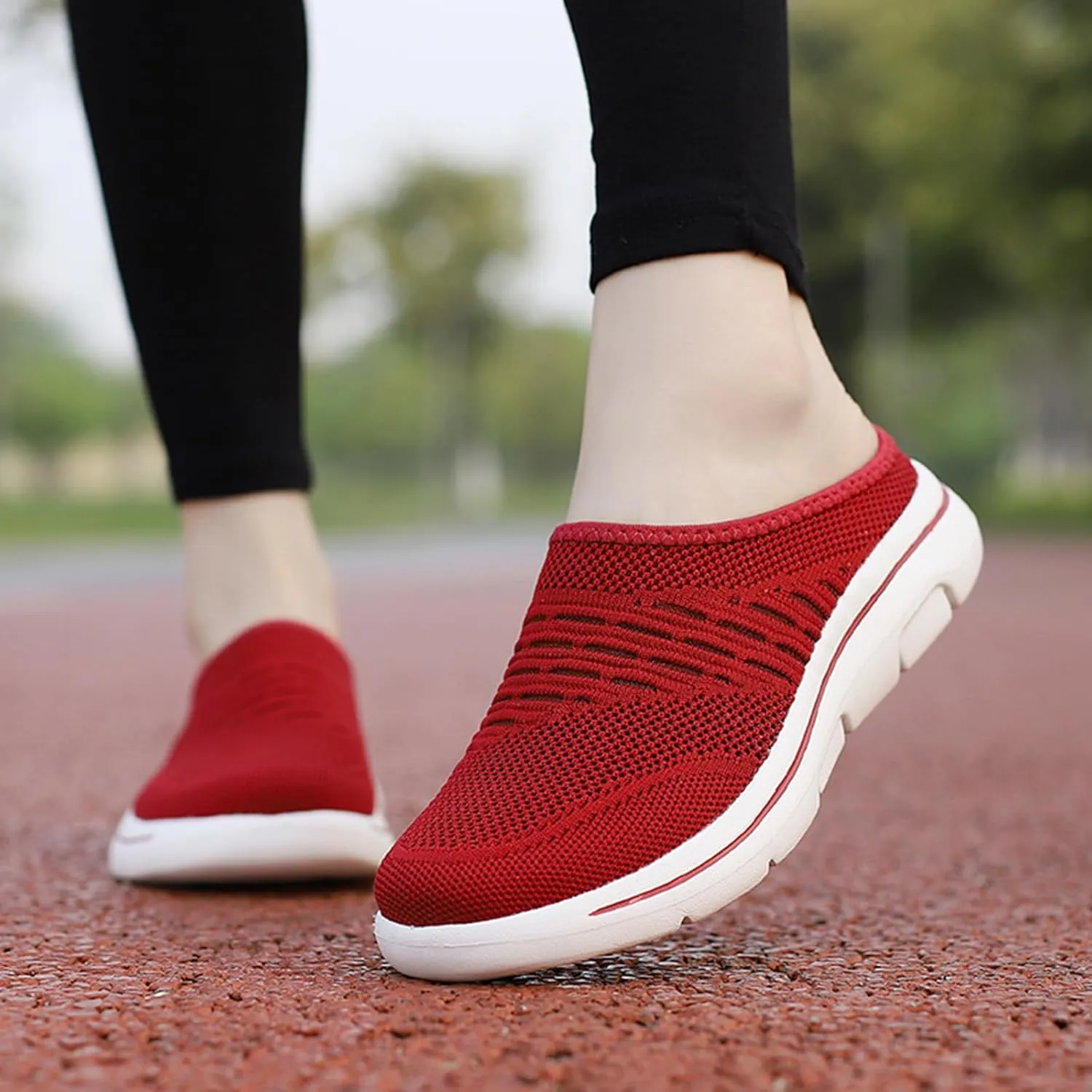 Mens Womens Mules & Clogs Breathable Mesh Walking Mules Fashion Sneakers Open Back Slip On Shoes Breathable Slippers Closed Toe Slides Low Wedge Slip On Shoes Outdoor Beach Sandals Unisex