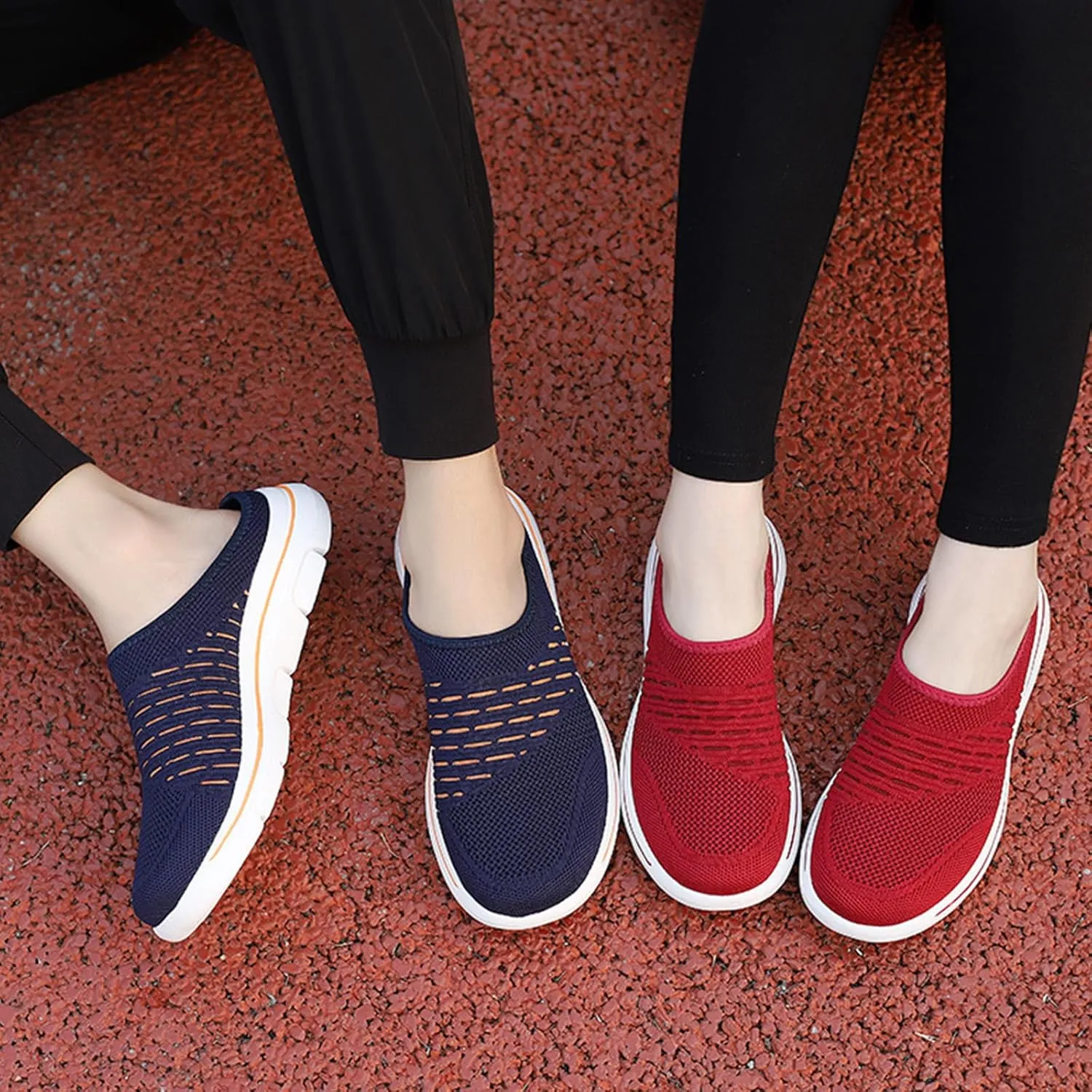 Mens Womens Mules & Clogs Breathable Mesh Walking Mules Fashion Sneakers Open Back Slip On Shoes Breathable Slippers Closed Toe Slides Low Wedge Slip On Shoes Outdoor Beach Sandals Unisex