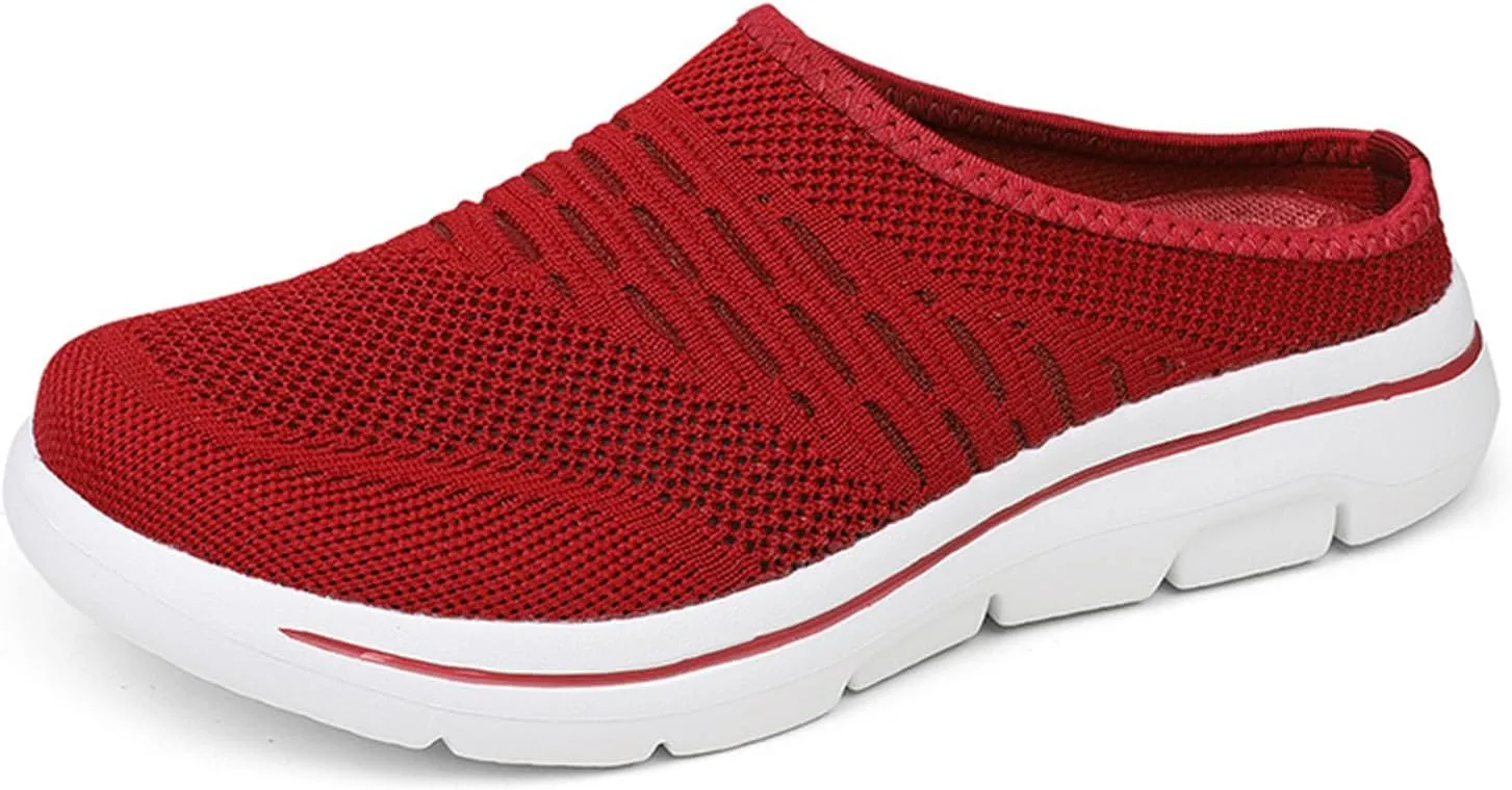 Mens Womens Mules & Clogs Breathable Mesh Walking Mules Fashion Sneakers Open Back Slip On Shoes Breathable Slippers Closed Toe Slides Low Wedge Slip On Shoes Outdoor Beach Sandals Unisex