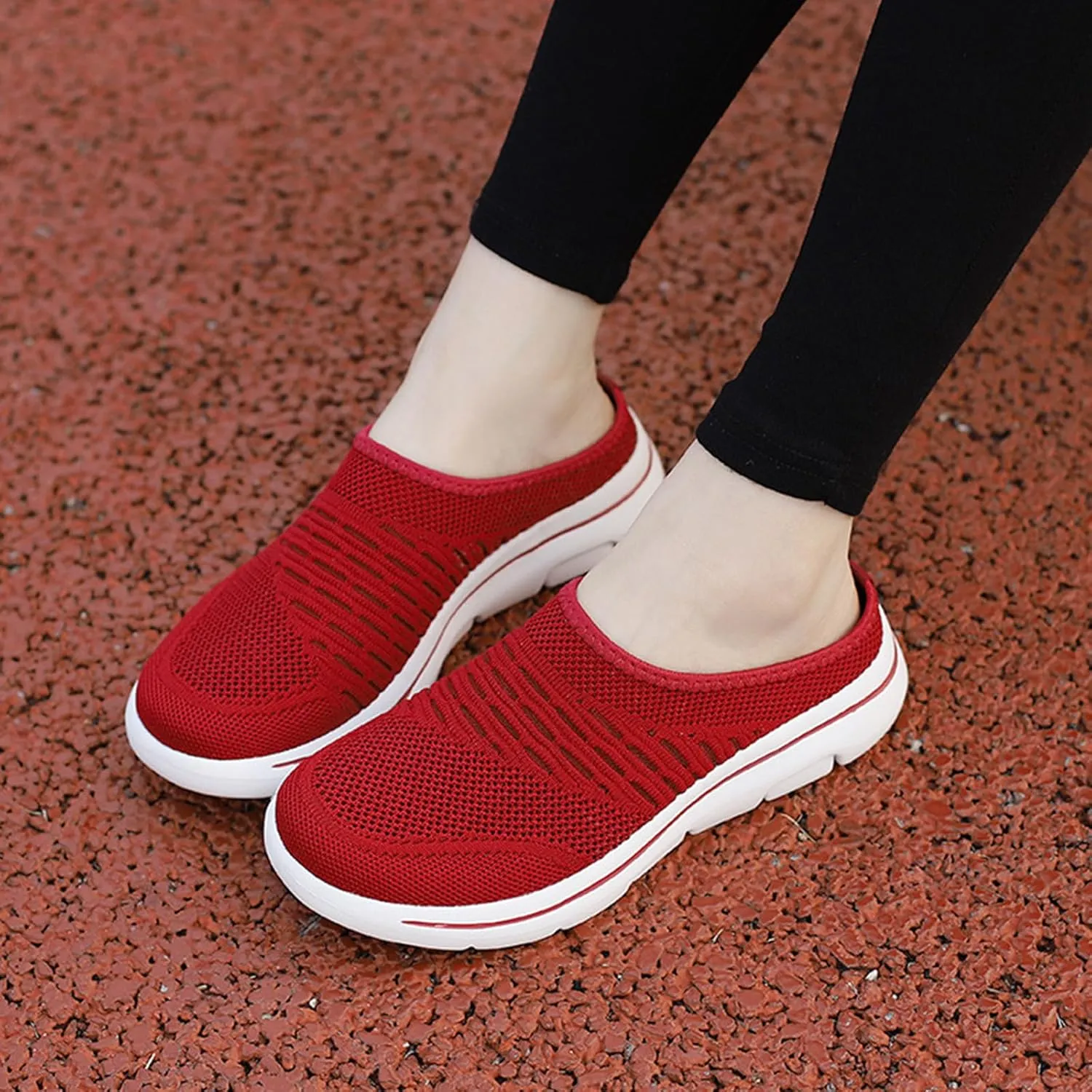 Mens Womens Mules & Clogs Breathable Mesh Walking Mules Fashion Sneakers Open Back Slip On Shoes Breathable Slippers Closed Toe Slides Low Wedge Slip On Shoes Outdoor Beach Sandals Unisex