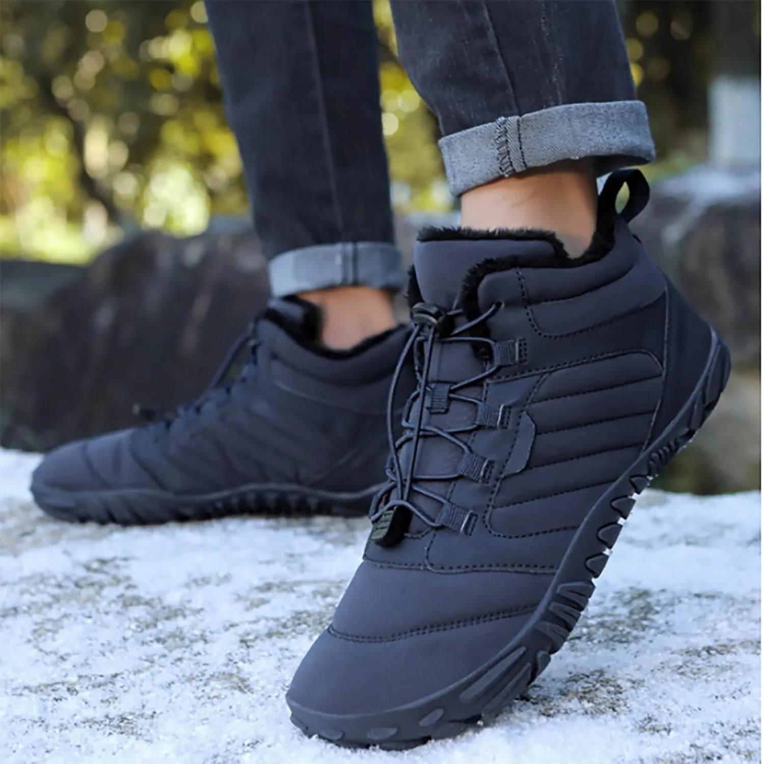 Men's Work Boots Waterproof Hiking Sneakers Fur Lined Ankle Boot Safety Toe Shoes for Women Comfortable Platform Sneakers Lightweight Safety Hike Grounded Footwear