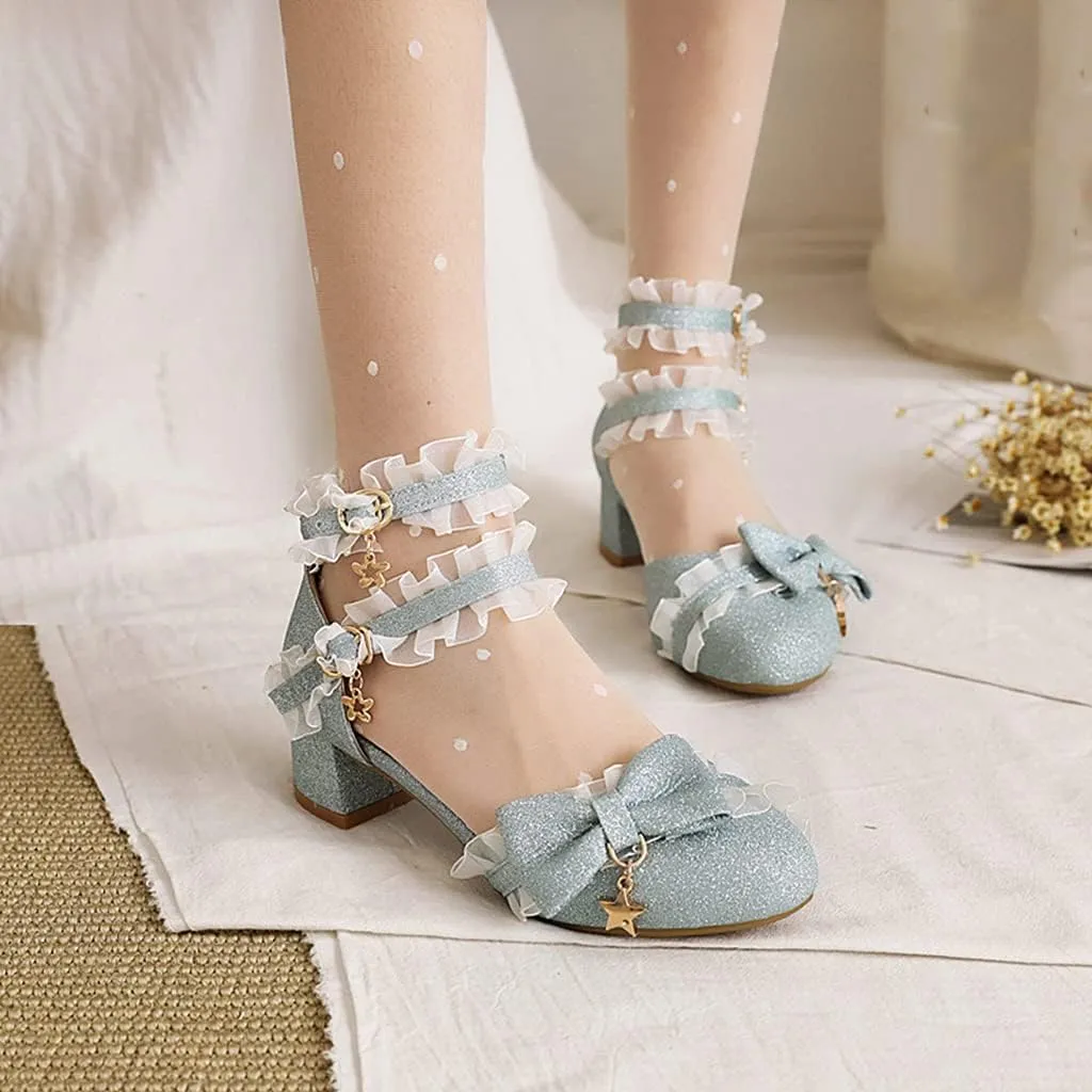 MIOKE Women's Chunky Block Low Heel Pumps Square Toe Comfort Ankle Strap Sandal Party Office Dress Shoes