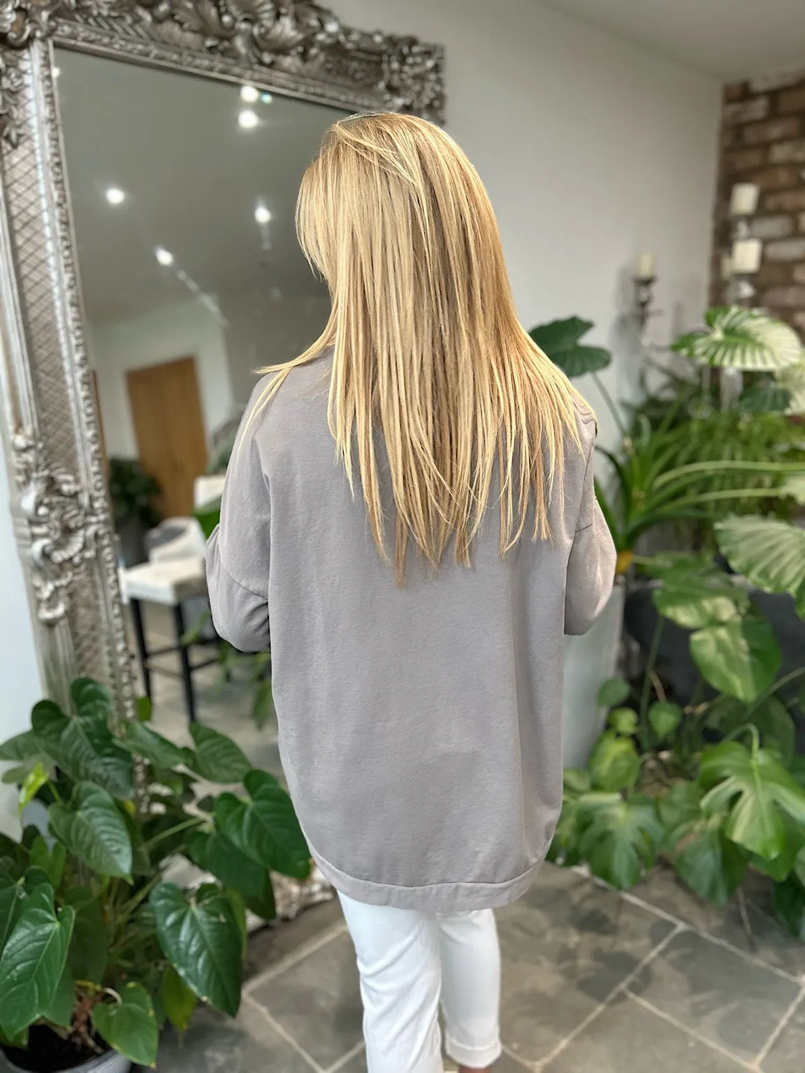 Mocha Bow Detail Sweat Top Janey