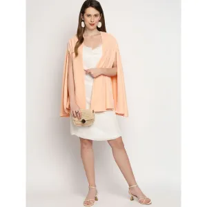 Monk & Mei Arzu-Sequin Dress And Cape-White And Peach (Set Of 2)