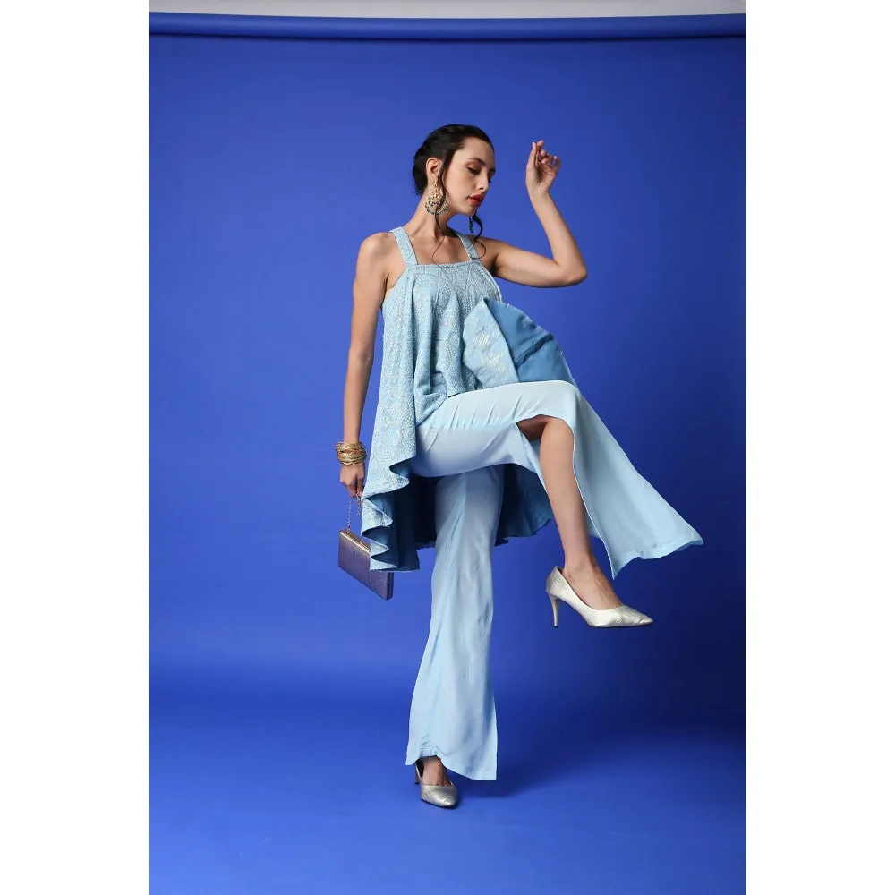 MONK & MEI Asin Chikankari High Low Top & Slit Pant