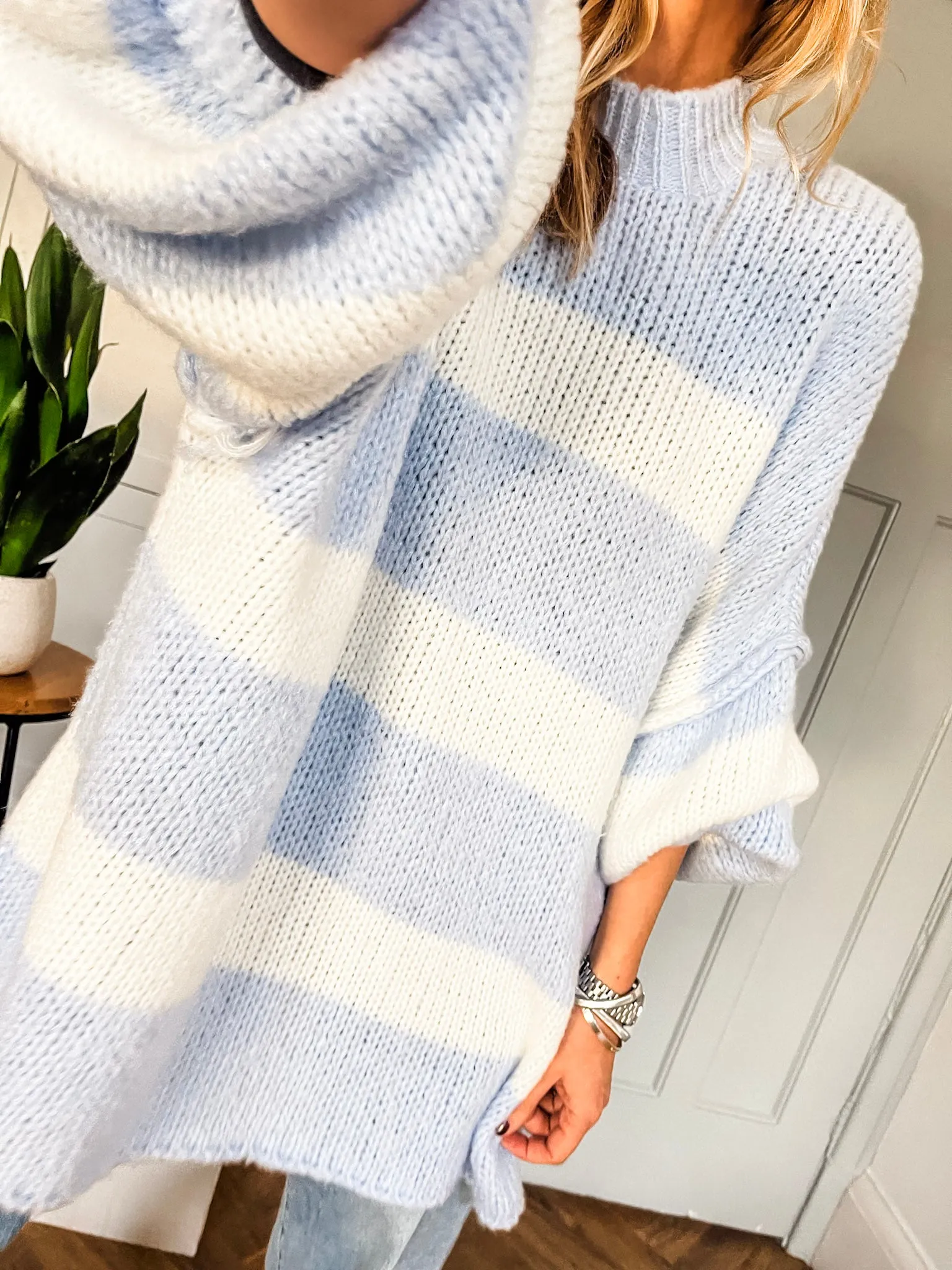 Oversized Striped Knit Jumper