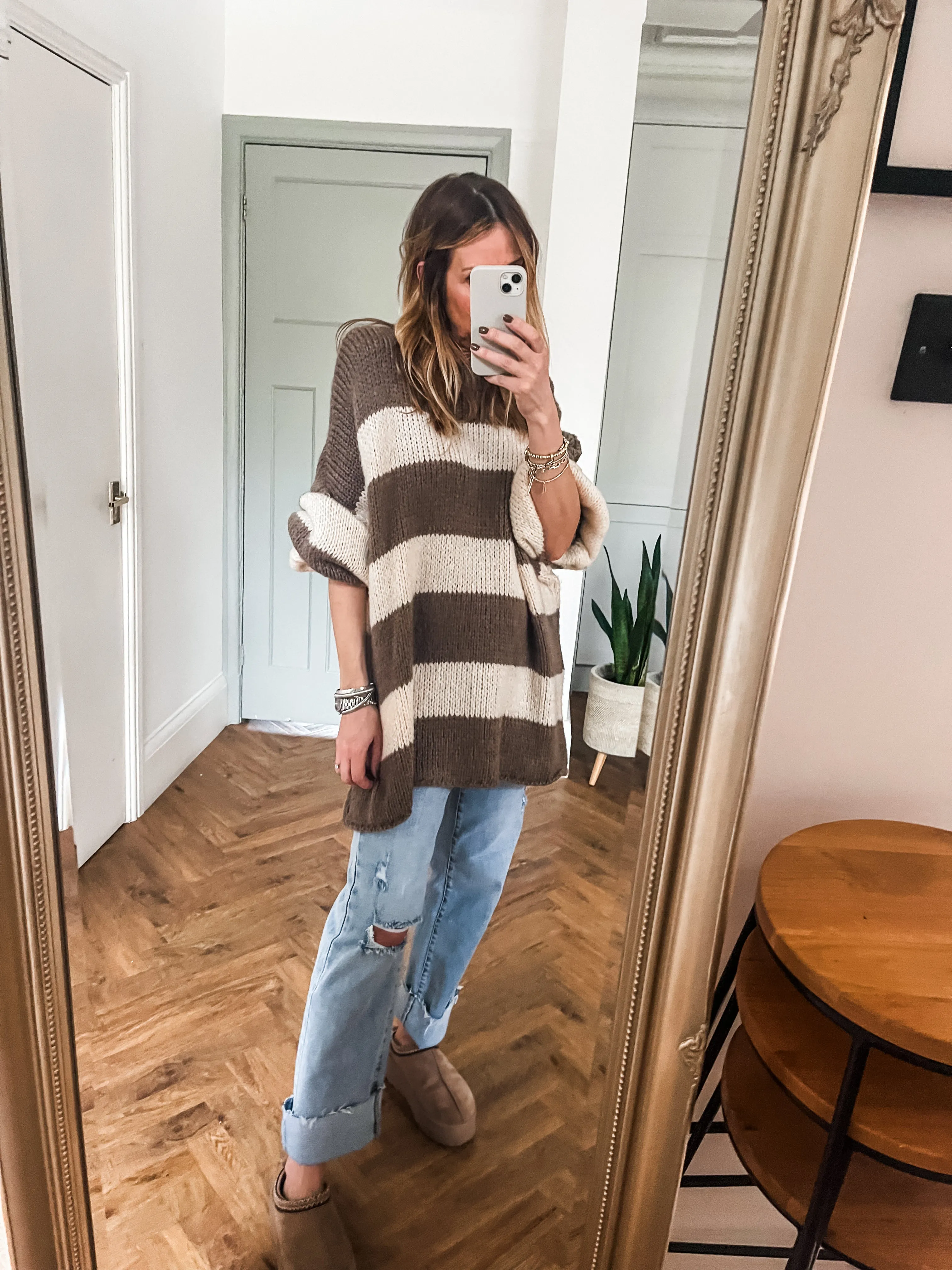 Oversized Striped Knit Jumper