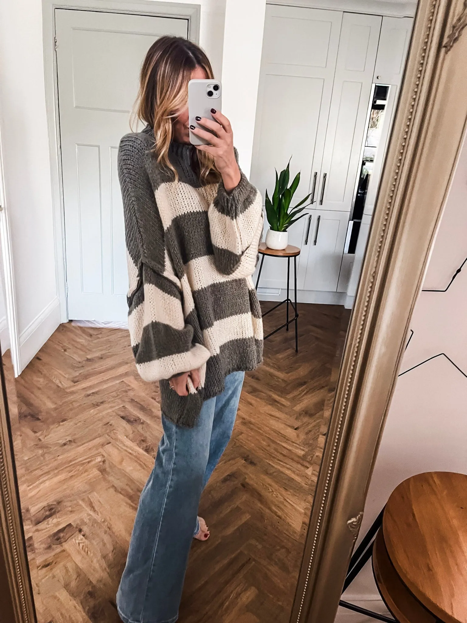 Oversized Striped Knit Jumper