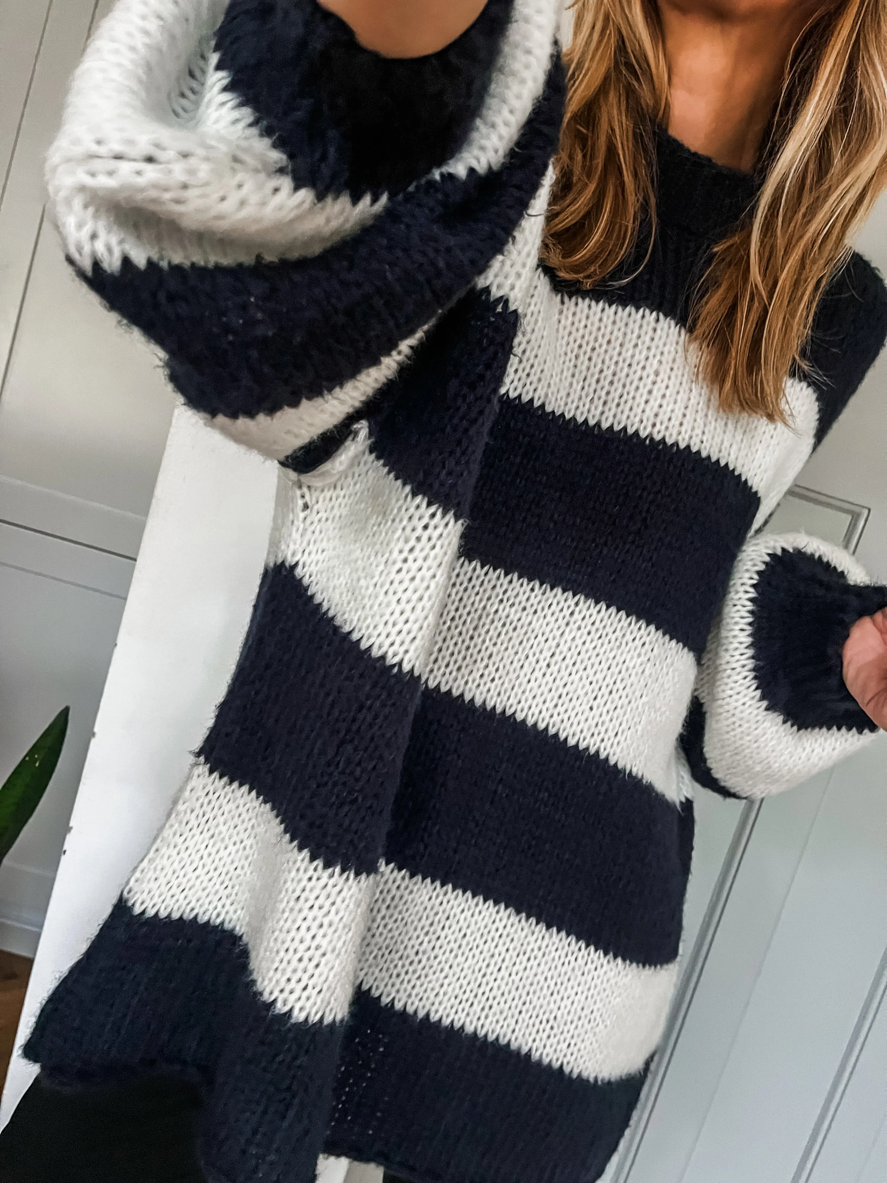 Oversized Striped Knit Jumper