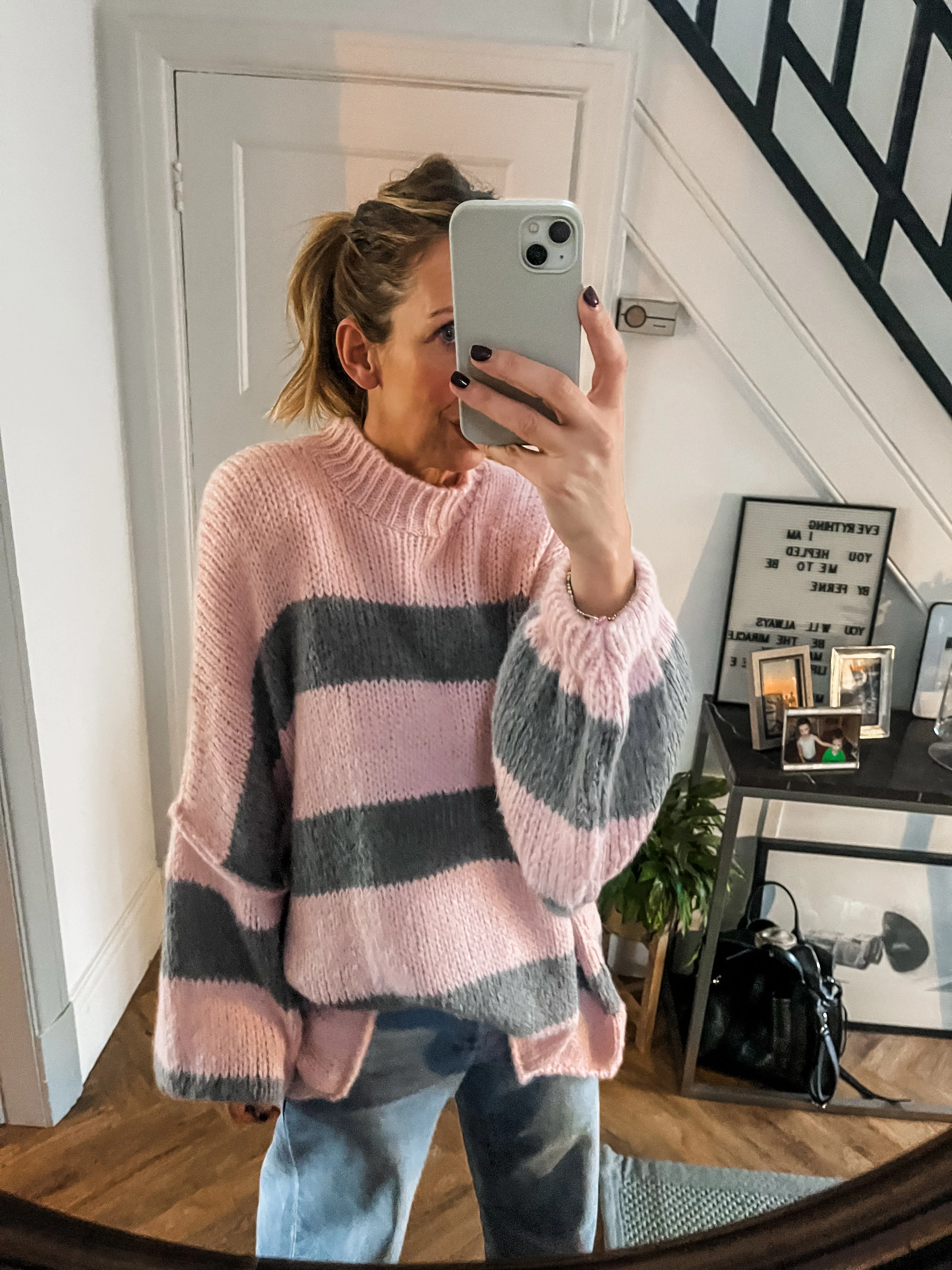 Oversized Striped Knit Jumper