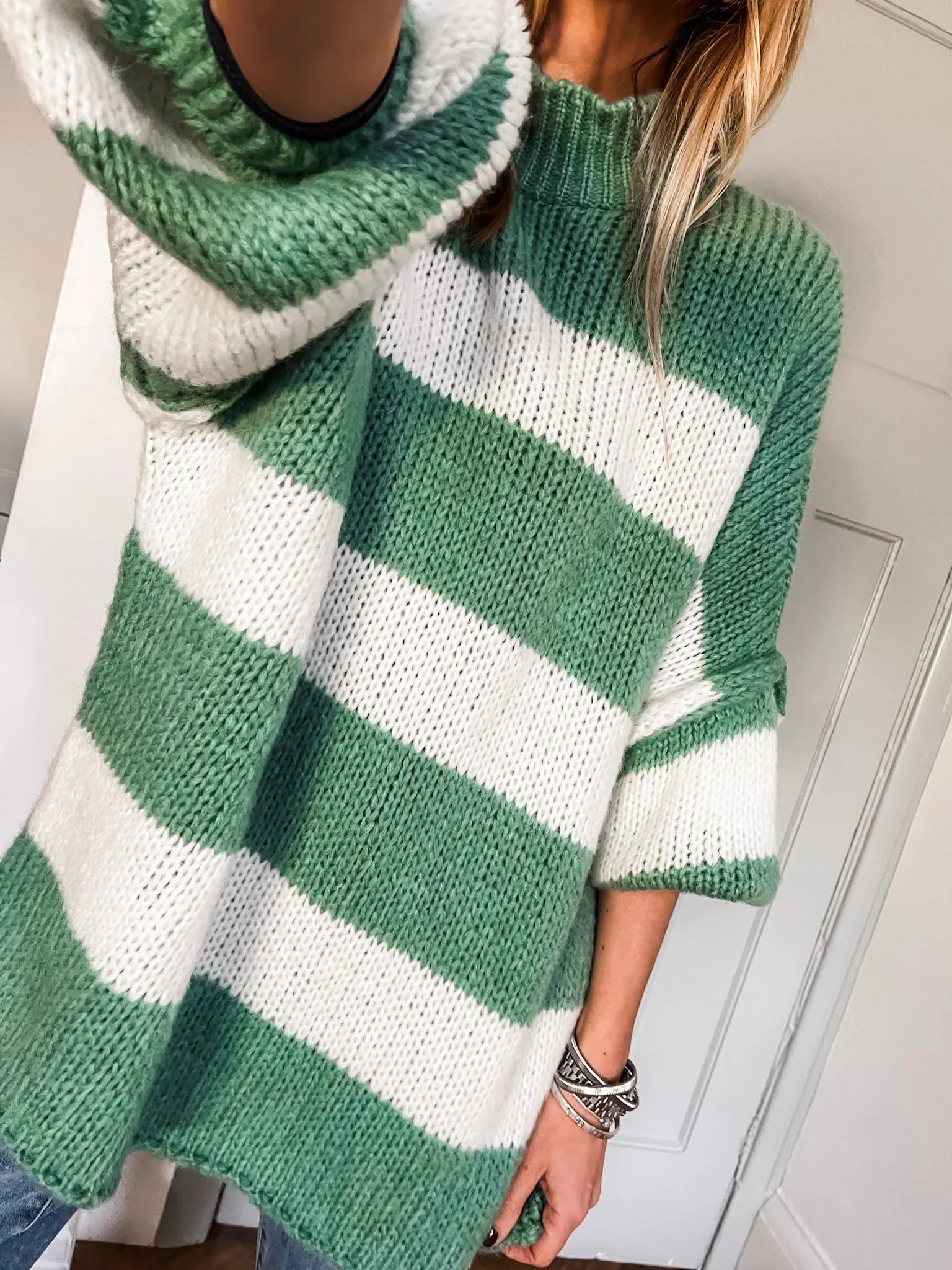 Oversized Striped Knit Jumper