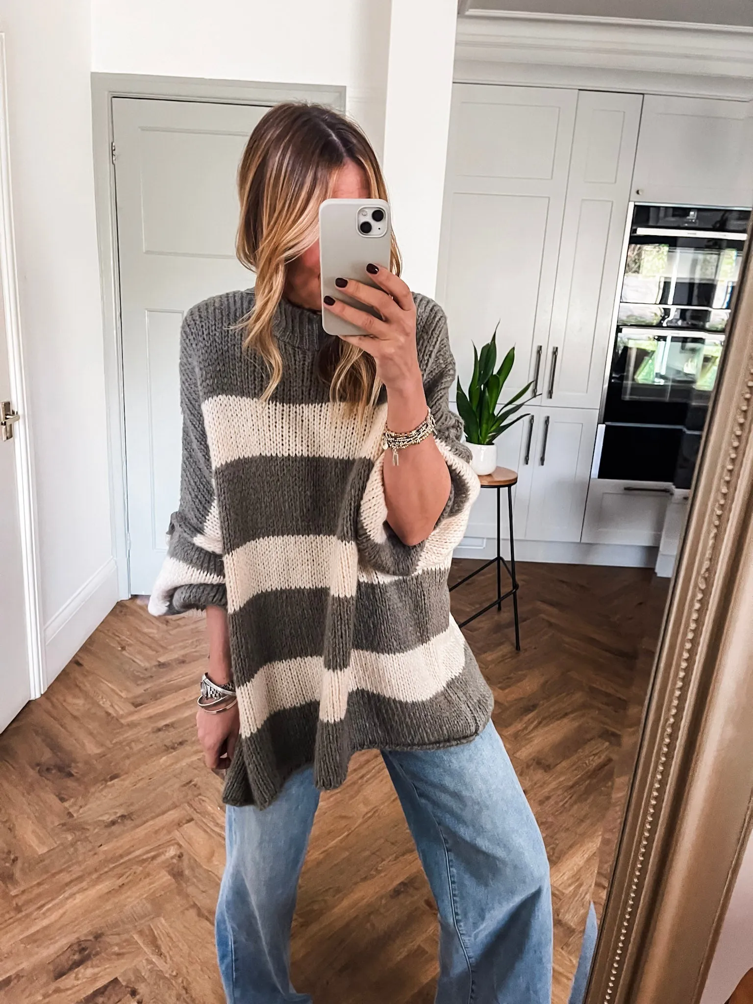 Oversized Striped Knit Jumper
