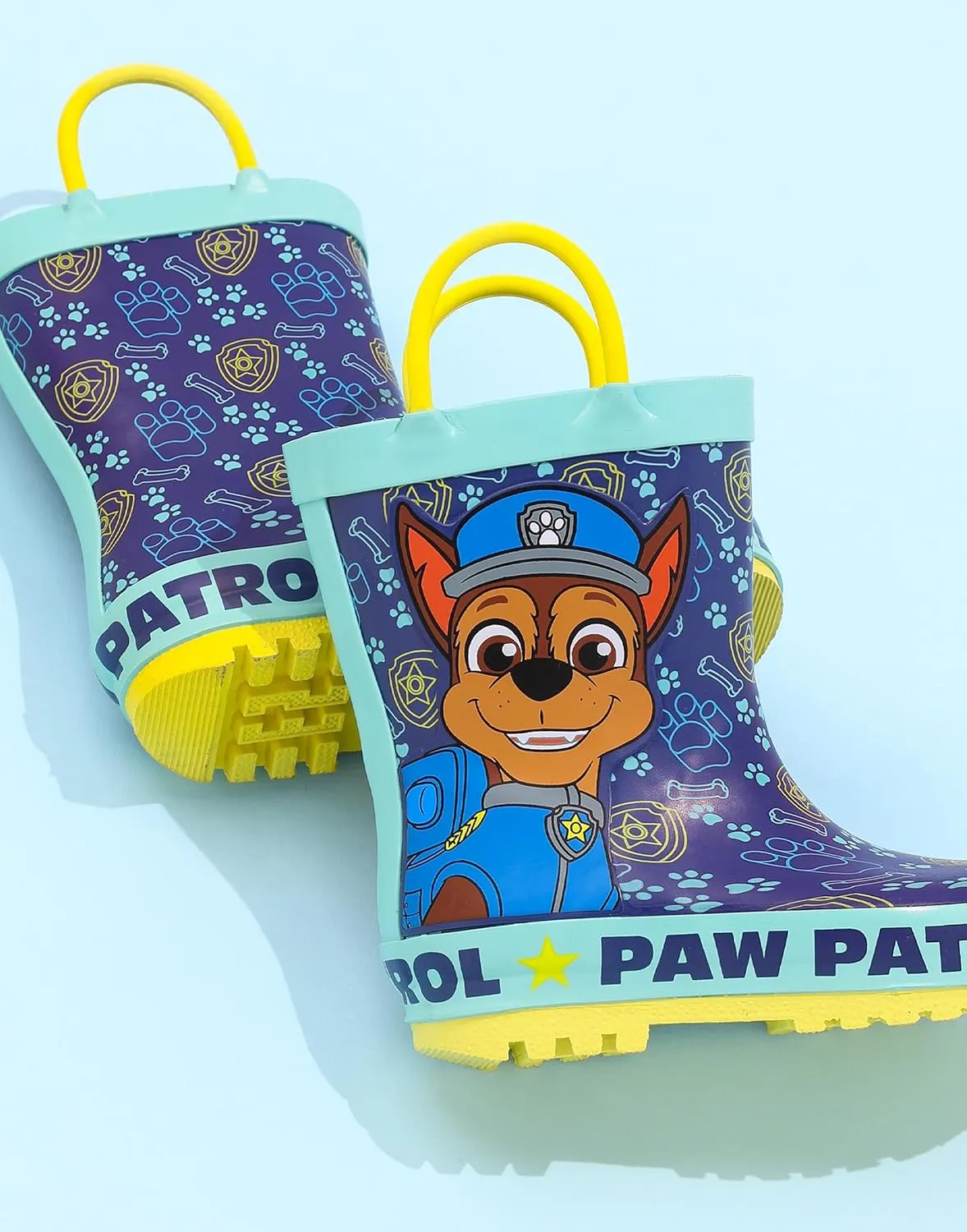 Paw Patrol Boys Wellys | Blue Rain Wellington Boots for Kids | Chase the Rescue Pup Cartoon Police Dog Fun