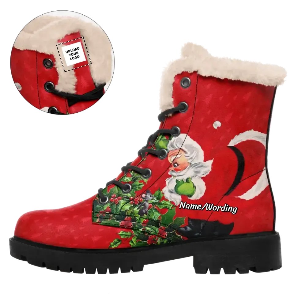 Personalized corporate gifts, unique client gift ideas Personalized Christmas Boots, Custom Warm-Fur Boots, Santa, Xmas Boots,WB-23020182