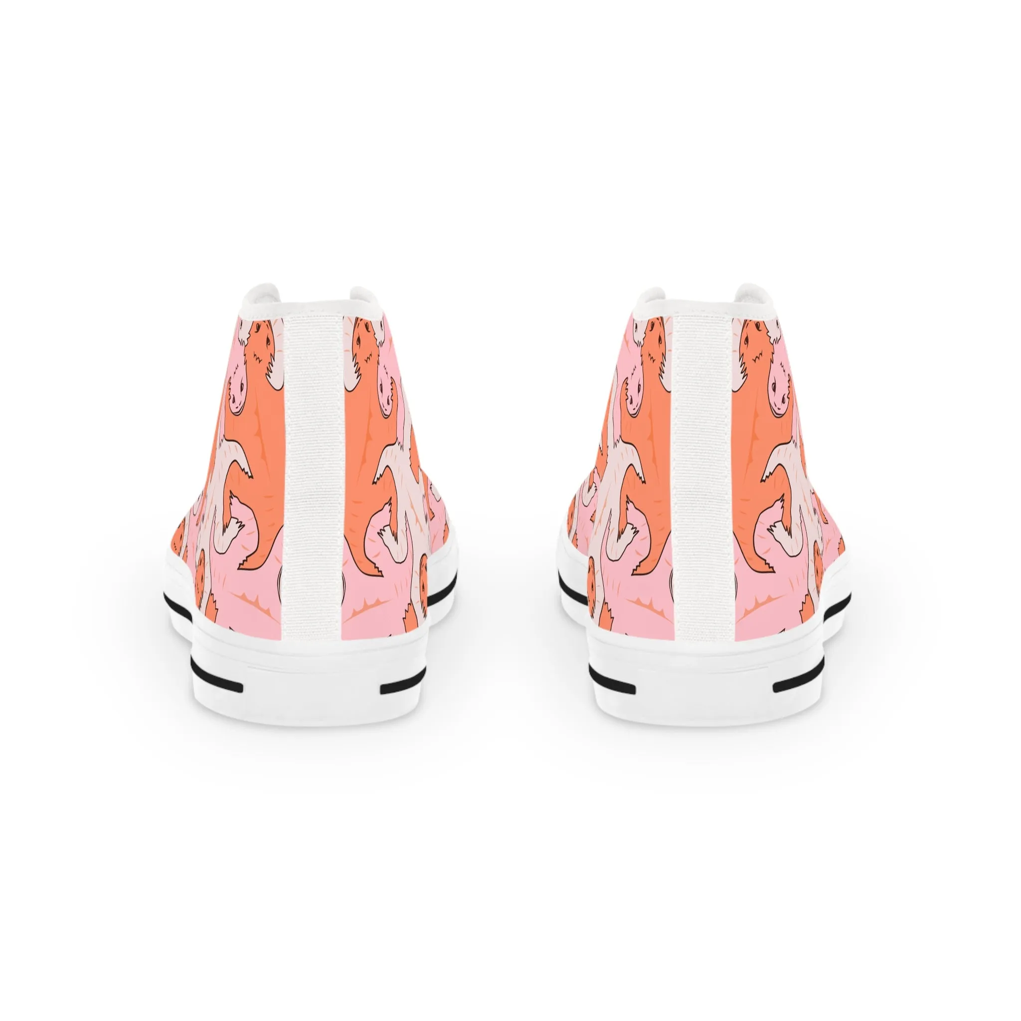 Pink & Orange Funky Lizard Tessellation Men's High Top Sneakers