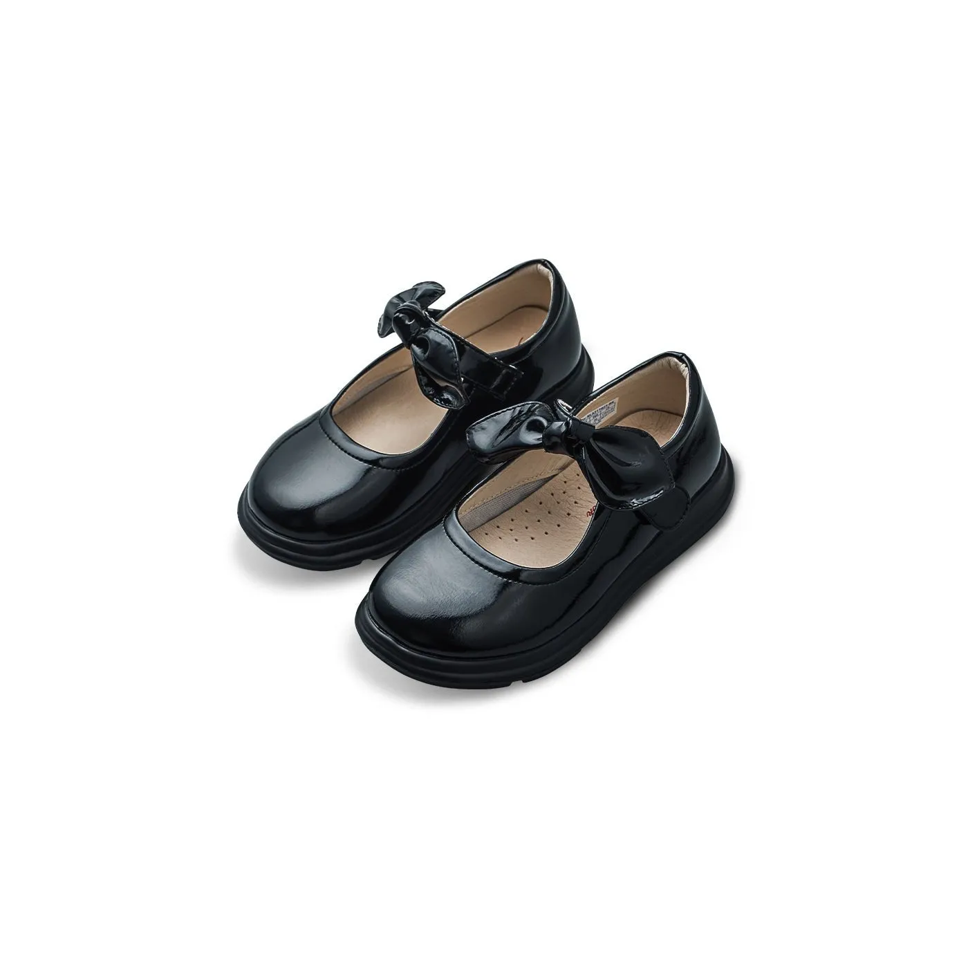 Pretty Bow Soft Sole Girl Patent Black School Shoes