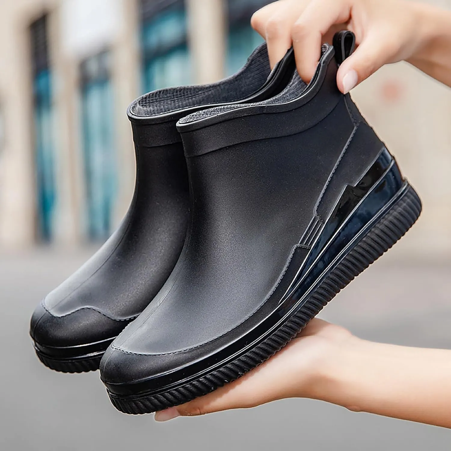 Rain Boots Women Comfortable Mens Grounded Footwear Womans Black Booties Casual Barefoot Shoes Waterproof Rain and Garden Shoe for Women Outdoor Chelsea Boots
