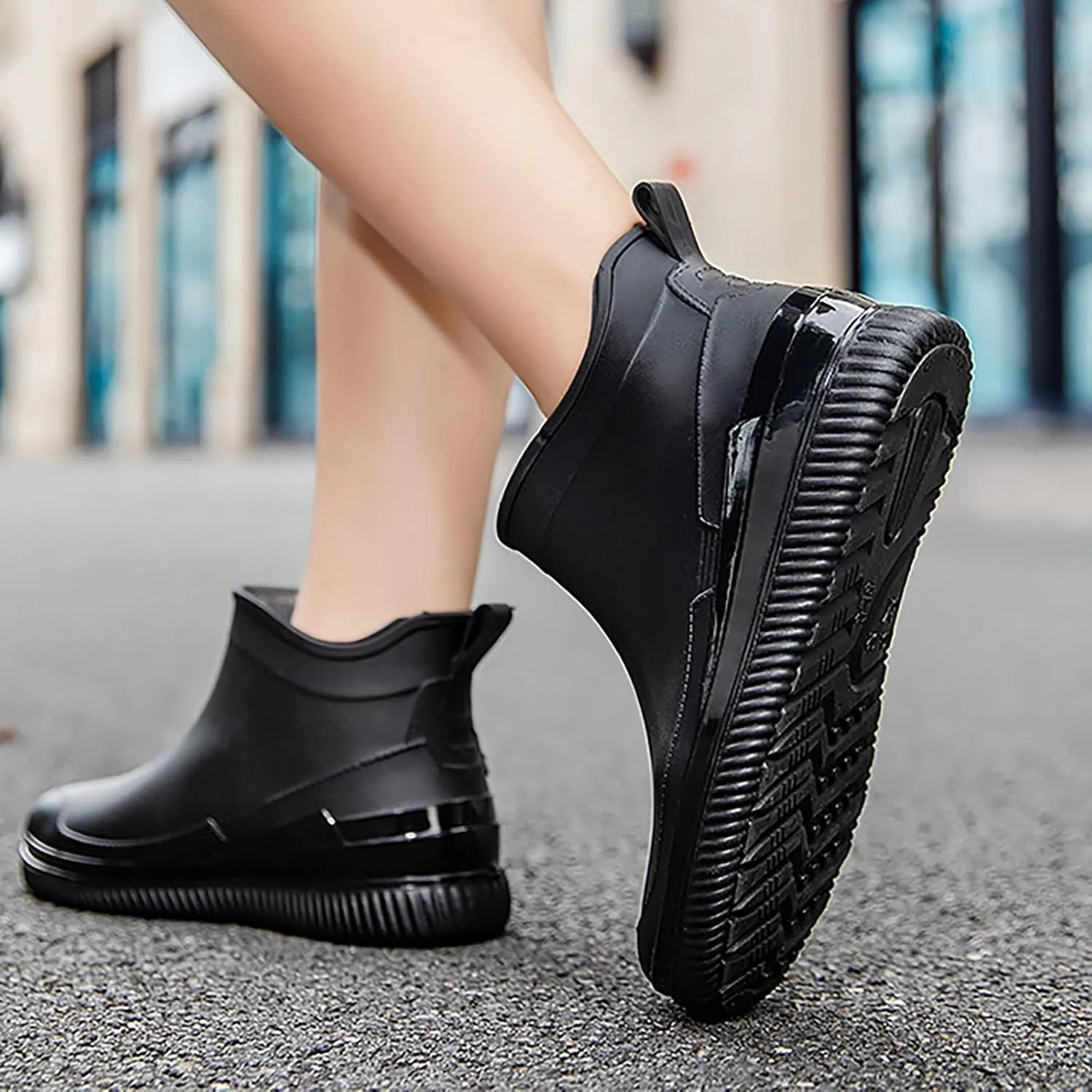 Rain Boots Women Comfortable Mens Grounded Footwear Womans Black Booties Casual Barefoot Shoes Waterproof Rain and Garden Shoe for Women Outdoor Chelsea Boots