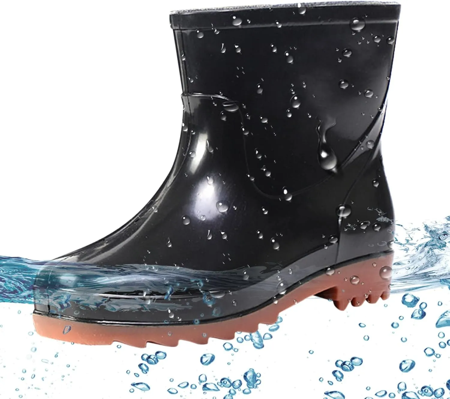 Rain Boots Women Wide Calf Mens Grounded Footwear Booties with Heel Non Slip Work Barefoot Shoes Waterproof Rain and Garden Shoe for Women Outdoor Wide Calf Boots