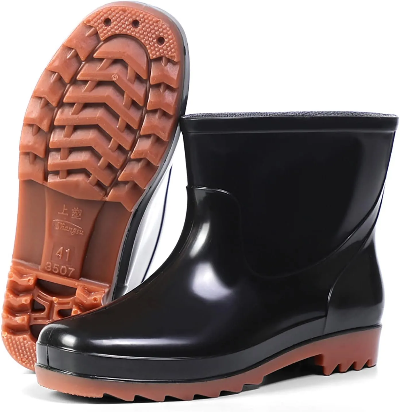 Rain Boots Women Wide Calf Mens Grounded Footwear Booties with Heel Non Slip Work Barefoot Shoes Waterproof Rain and Garden Shoe for Women Outdoor Wide Calf Boots