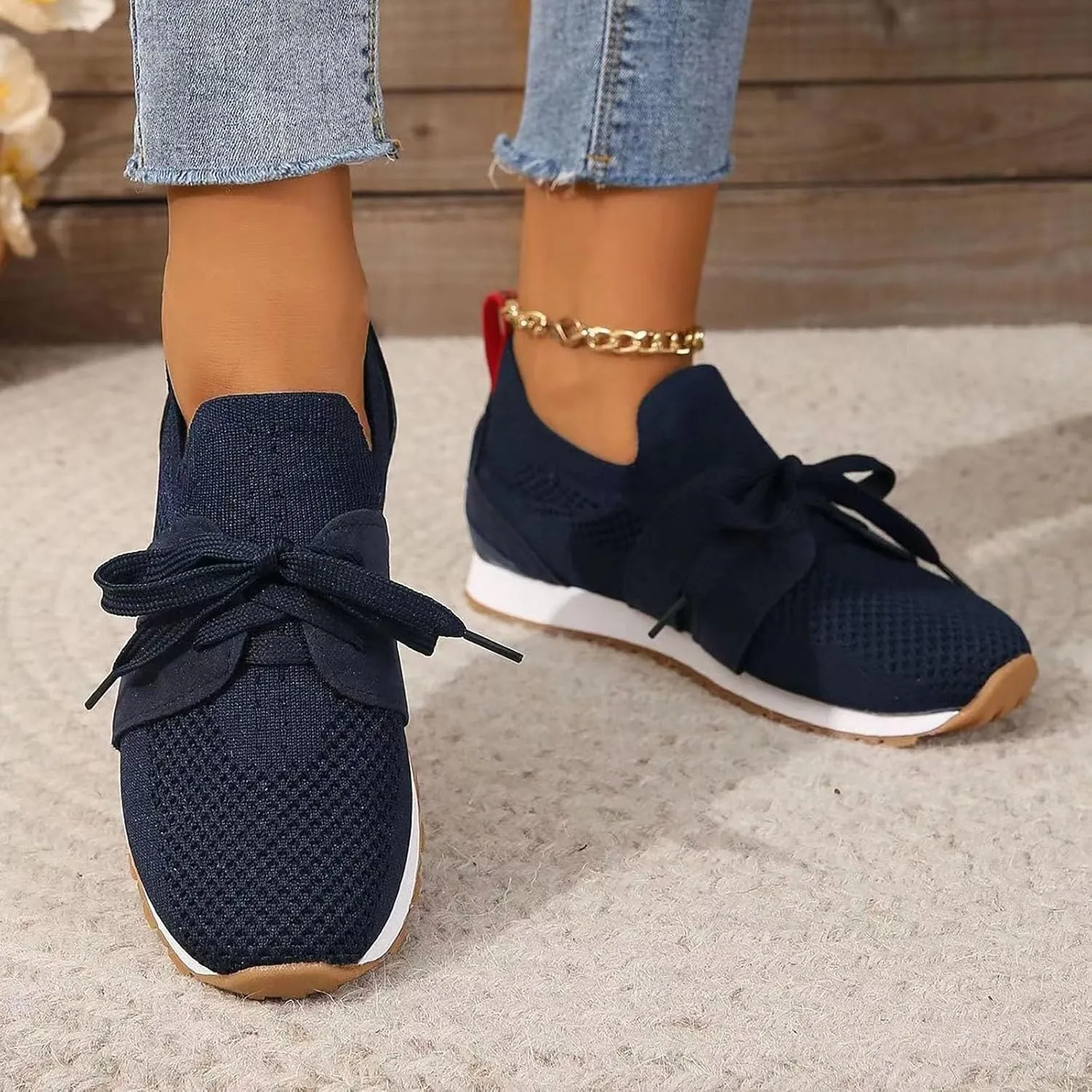 Running Shoes Womens Non Slip Lightweight Breathable Tennis Shoes Casual Comfortable Slip On Walking Sneakers