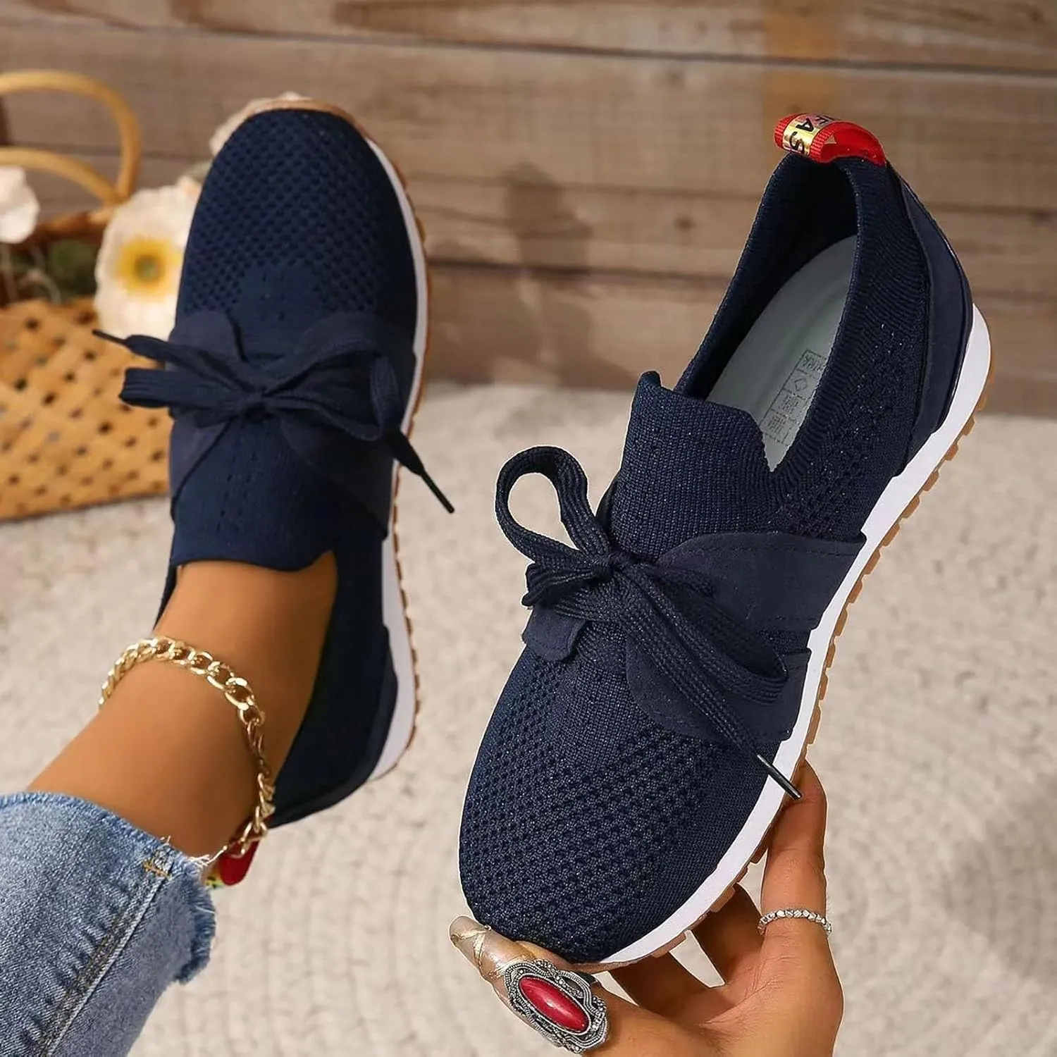 Running Shoes Womens Non Slip Lightweight Breathable Tennis Shoes Casual Comfortable Slip On Walking Sneakers