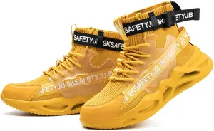 Safety Shoes for Men Steel Toe Trainers Lightweight Work Shoes Women Breathable Industrial Sneakers (Color : Yellow, Size : 10 US)