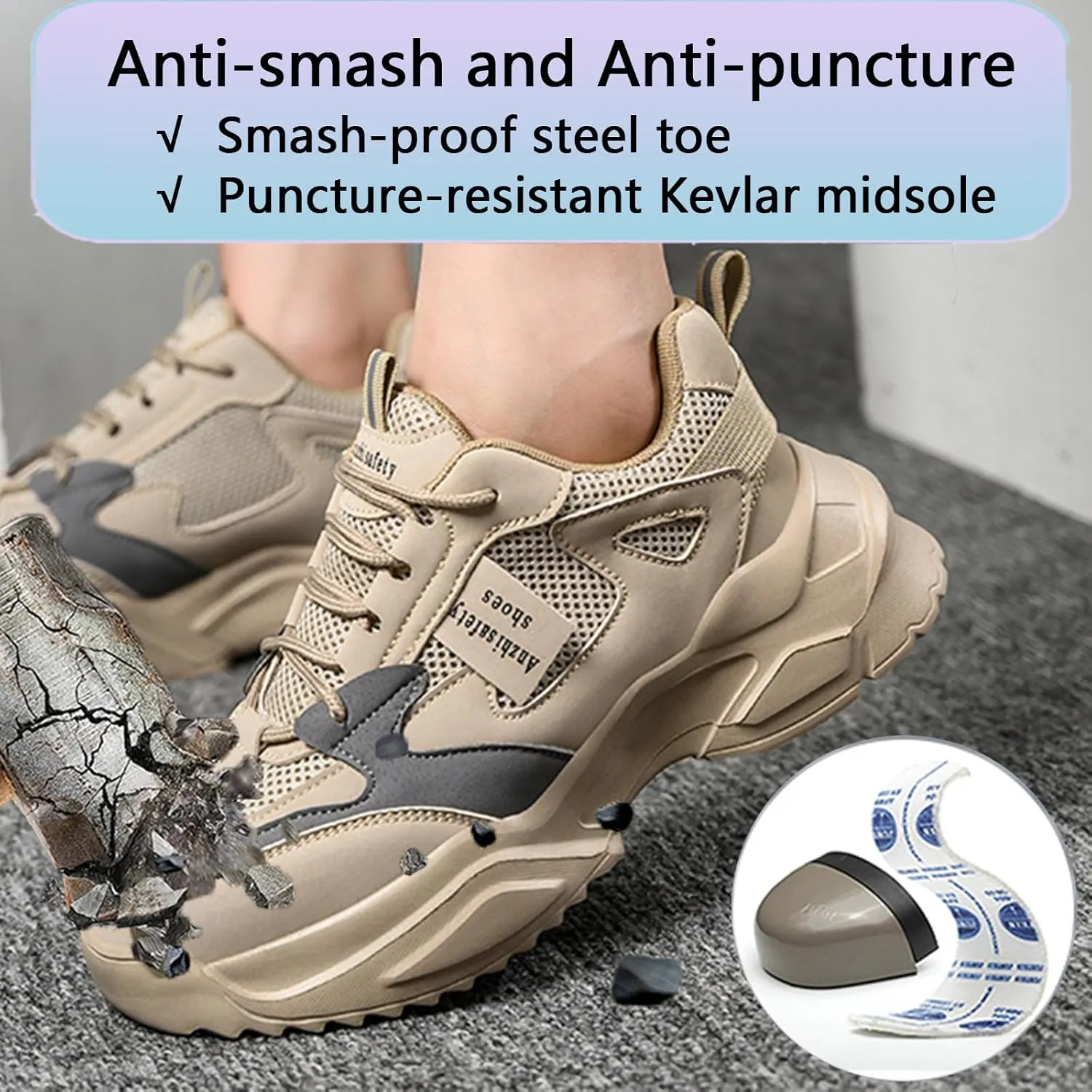 Safety Shoes Steel Toe Cap Shoes for Men Lightweight Work Boots Non Slip Construction Puncture Proof Shoes