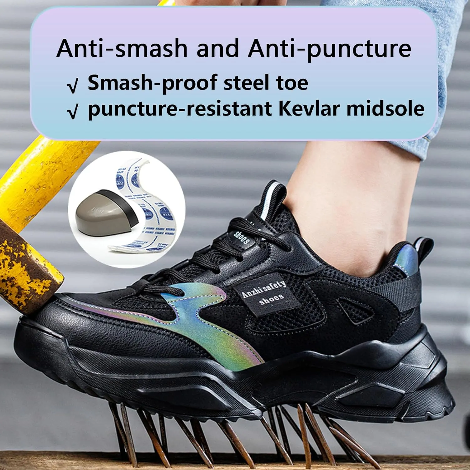 Safety Shoes Steel Toe Cap Shoes for Men Lightweight Work Boots Non Slip Construction Puncture Proof Shoes
