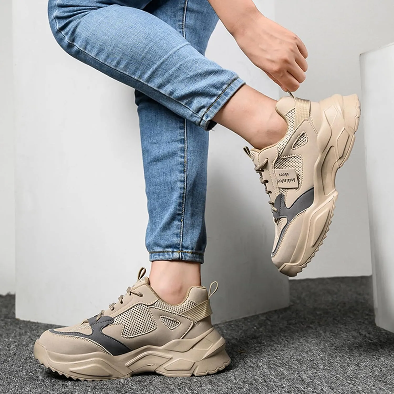 Safety Shoes Steel Toe Cap Shoes for Men Lightweight Work Boots Non Slip Construction Puncture Proof Shoes