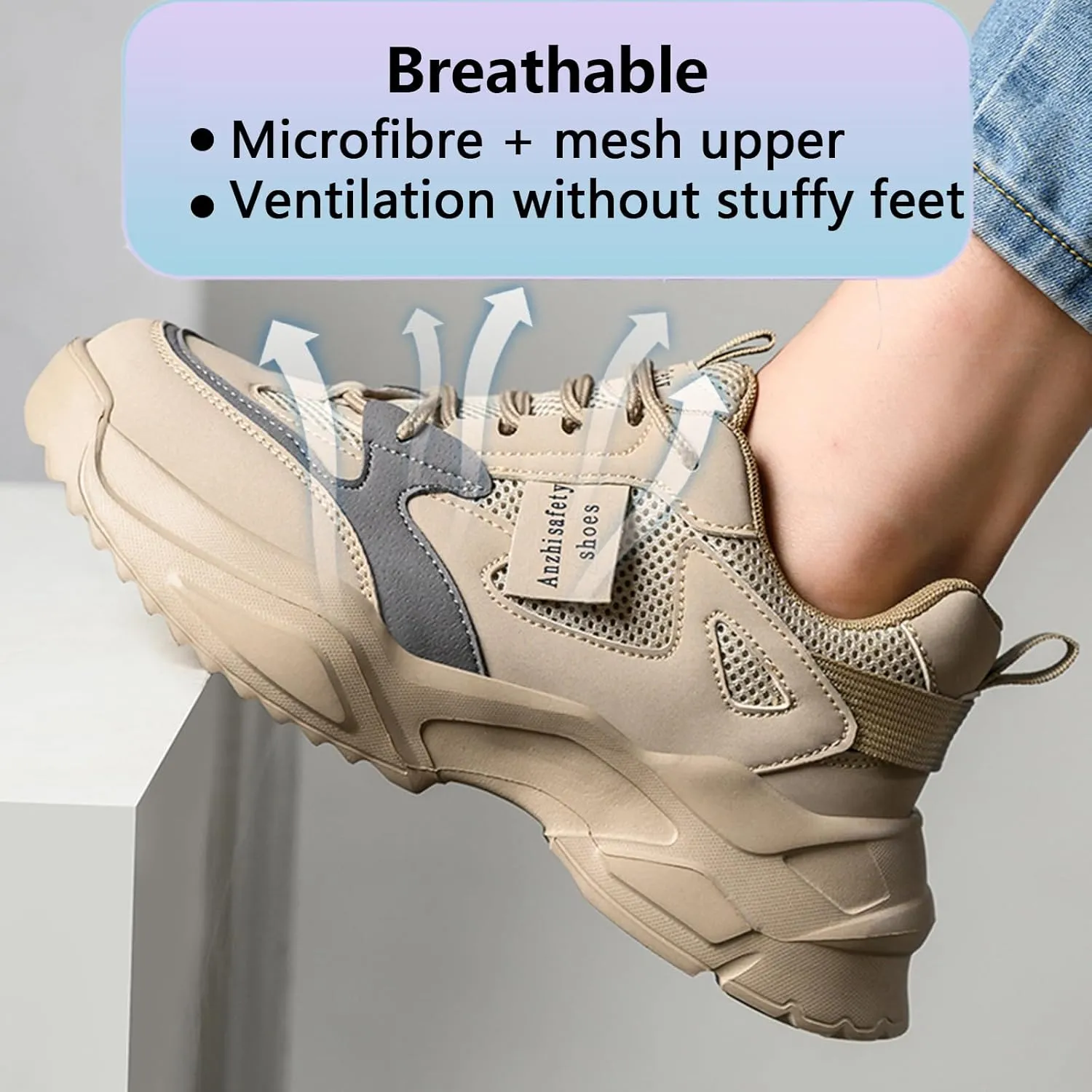 Safety Shoes Steel Toe Cap Shoes for Men Lightweight Work Boots Non Slip Construction Puncture Proof Shoes
