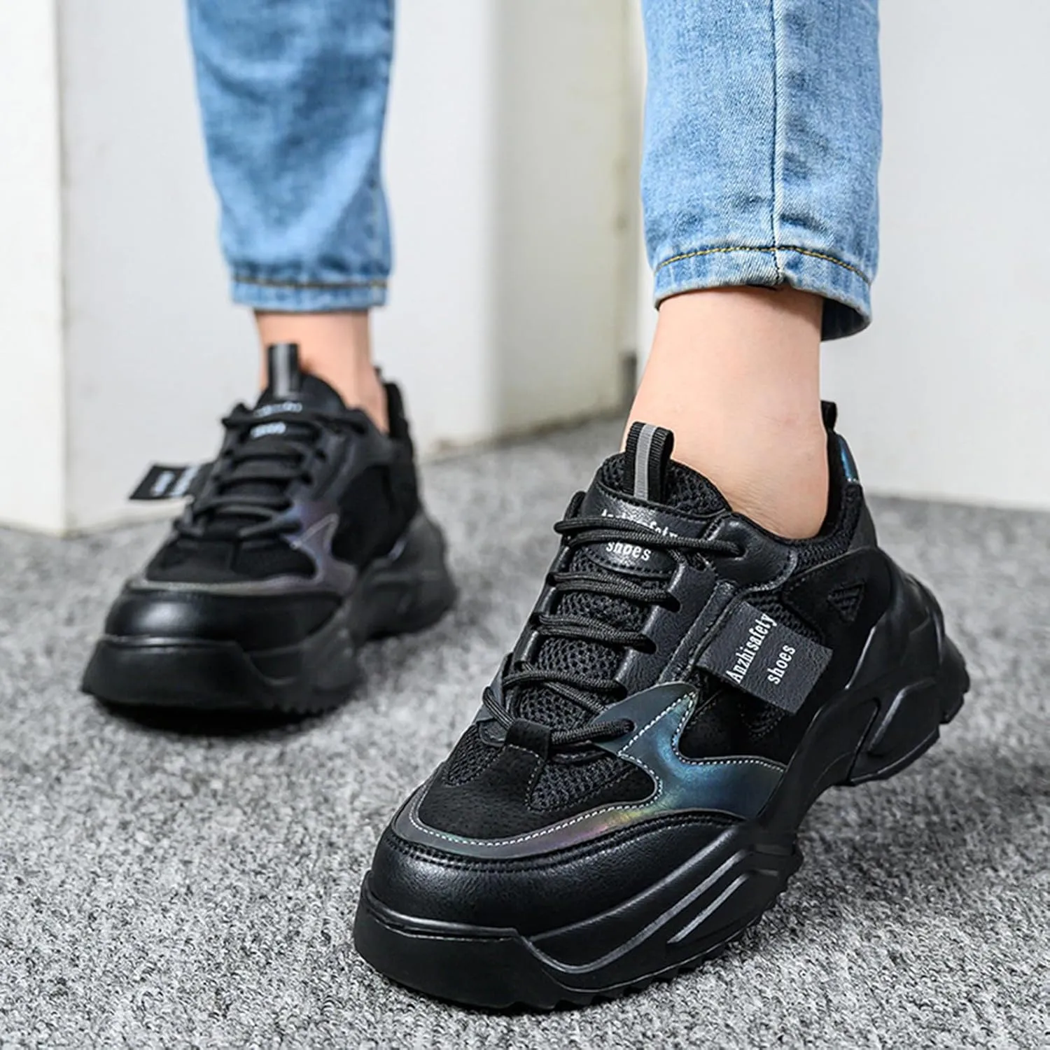 Safety Shoes Steel Toe Cap Shoes for Men Lightweight Work Boots Non Slip Construction Puncture Proof Shoes