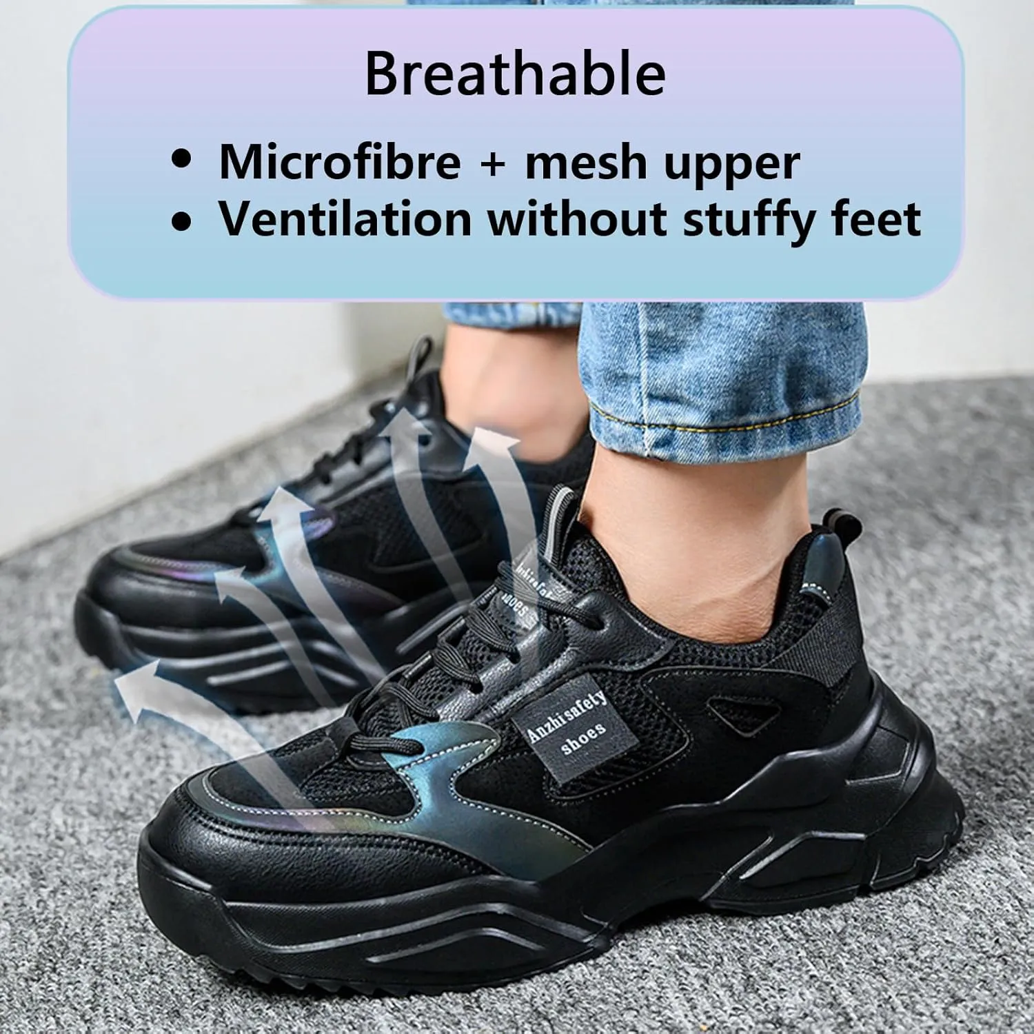 Safety Shoes Steel Toe Cap Shoes for Men Lightweight Work Boots Non Slip Construction Puncture Proof Shoes