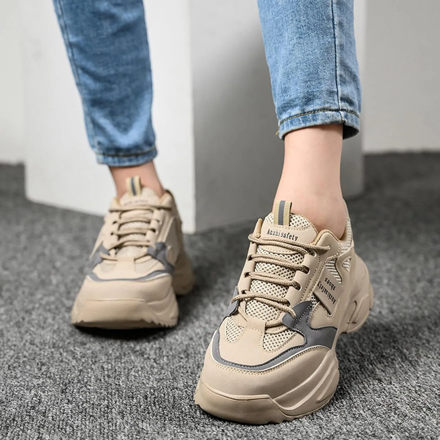 Safety Shoes Steel Toe Cap Shoes for Men Lightweight Work Boots Non Slip Construction Puncture Proof Shoes